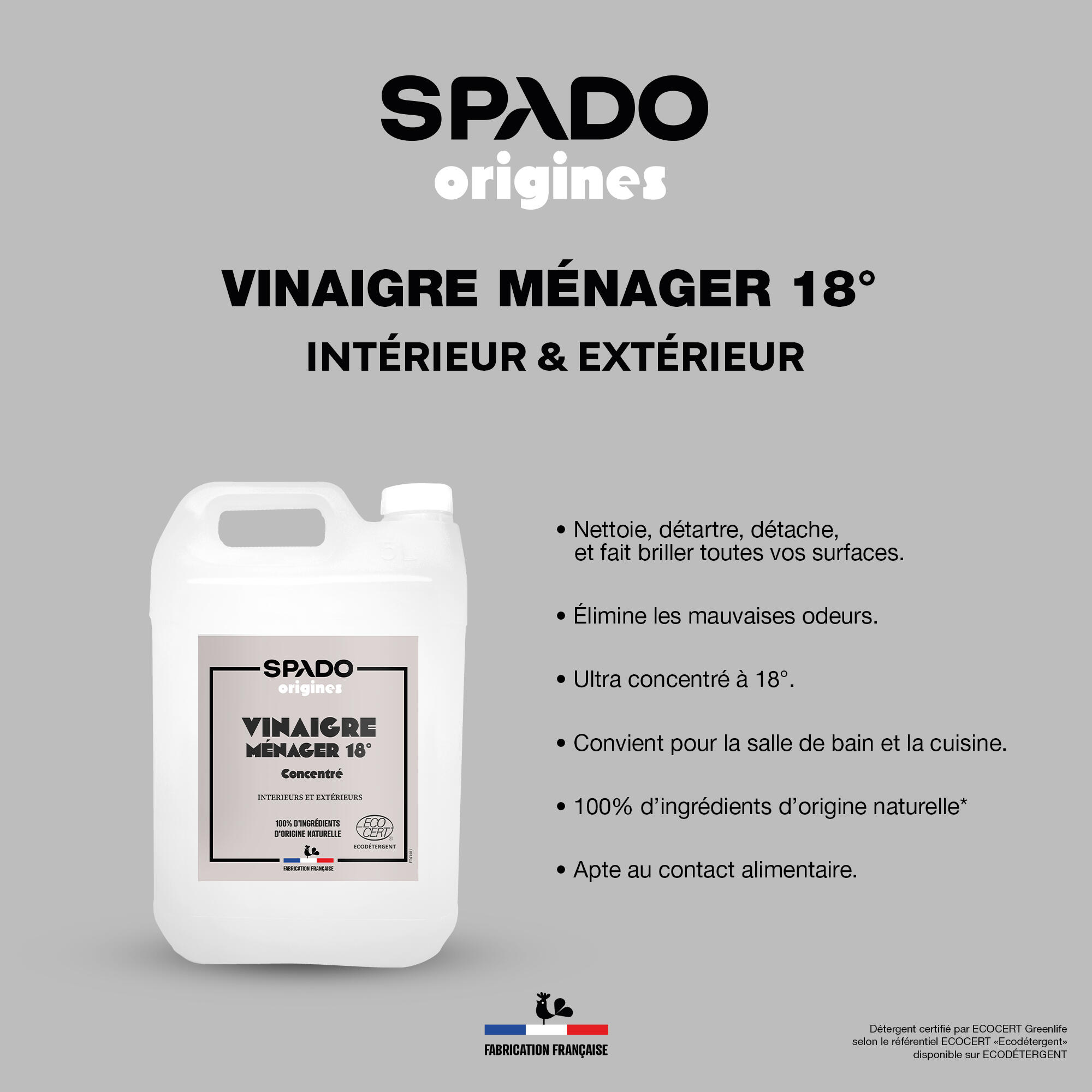 Vinaigre blanc ultra concentré 18° 5 L - SPADO - 4