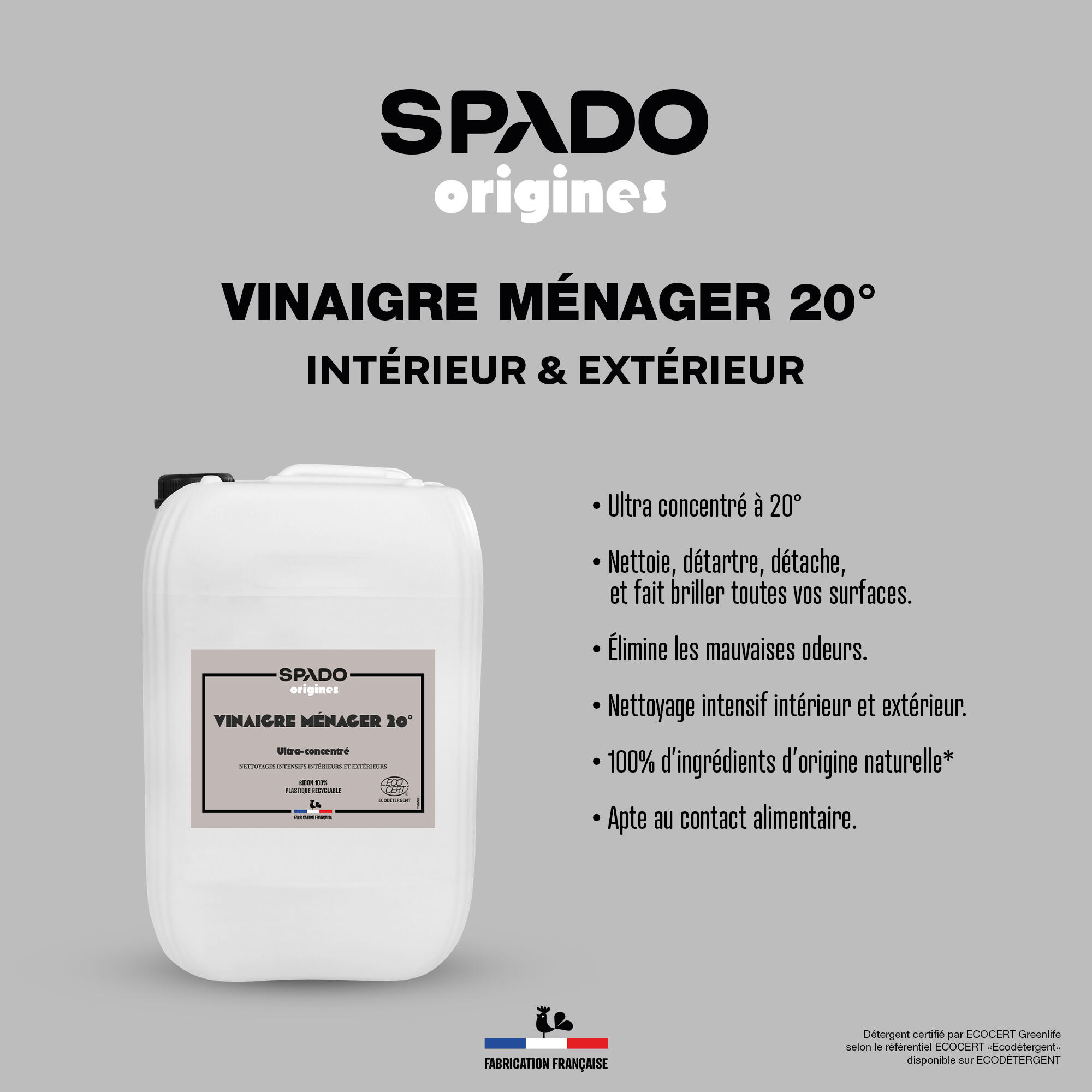 Vinaigre blanc ultra concentré 20° 10 L - SPADO - 2