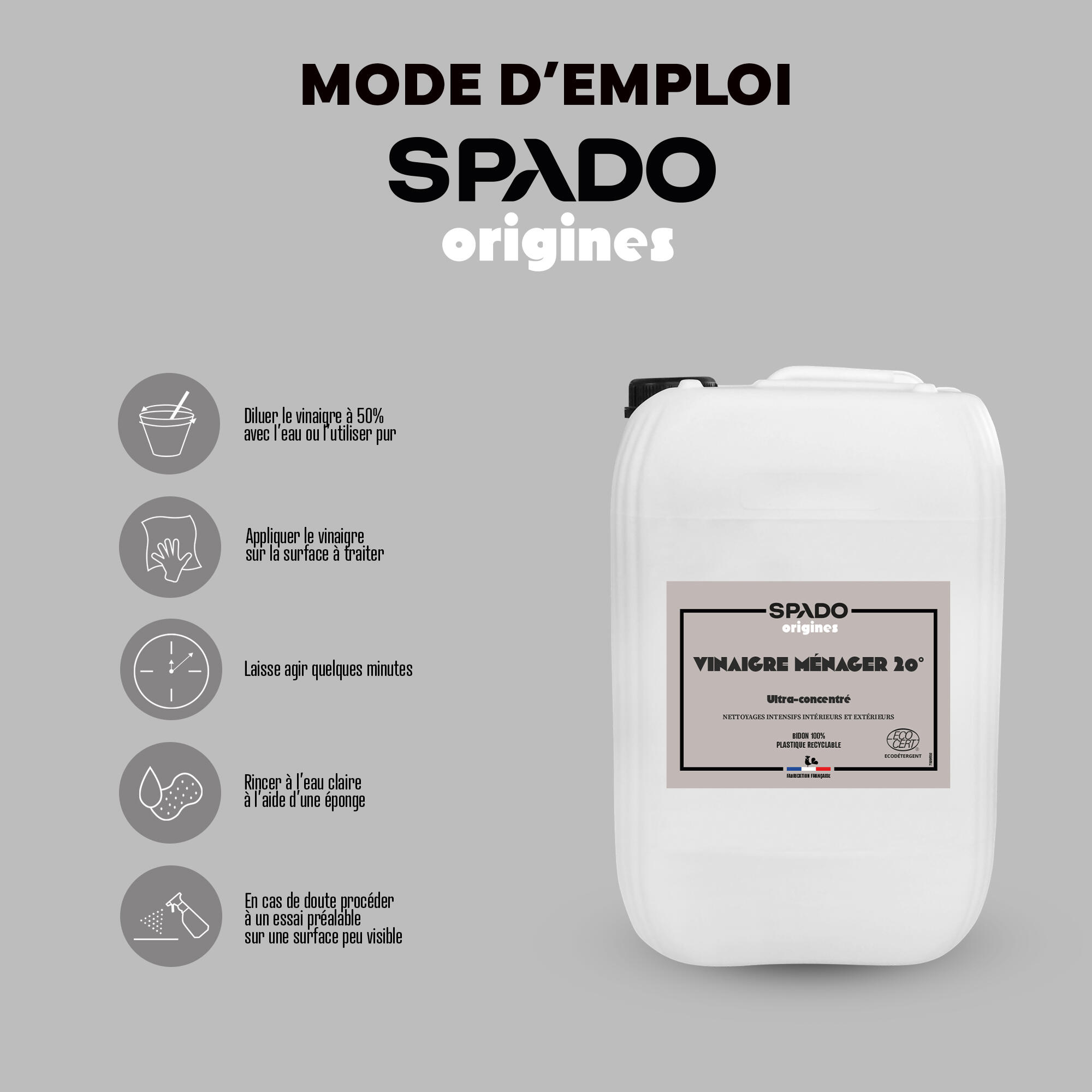 Vinaigre blanc ultra concentré 20° 10 L - SPADO - 3