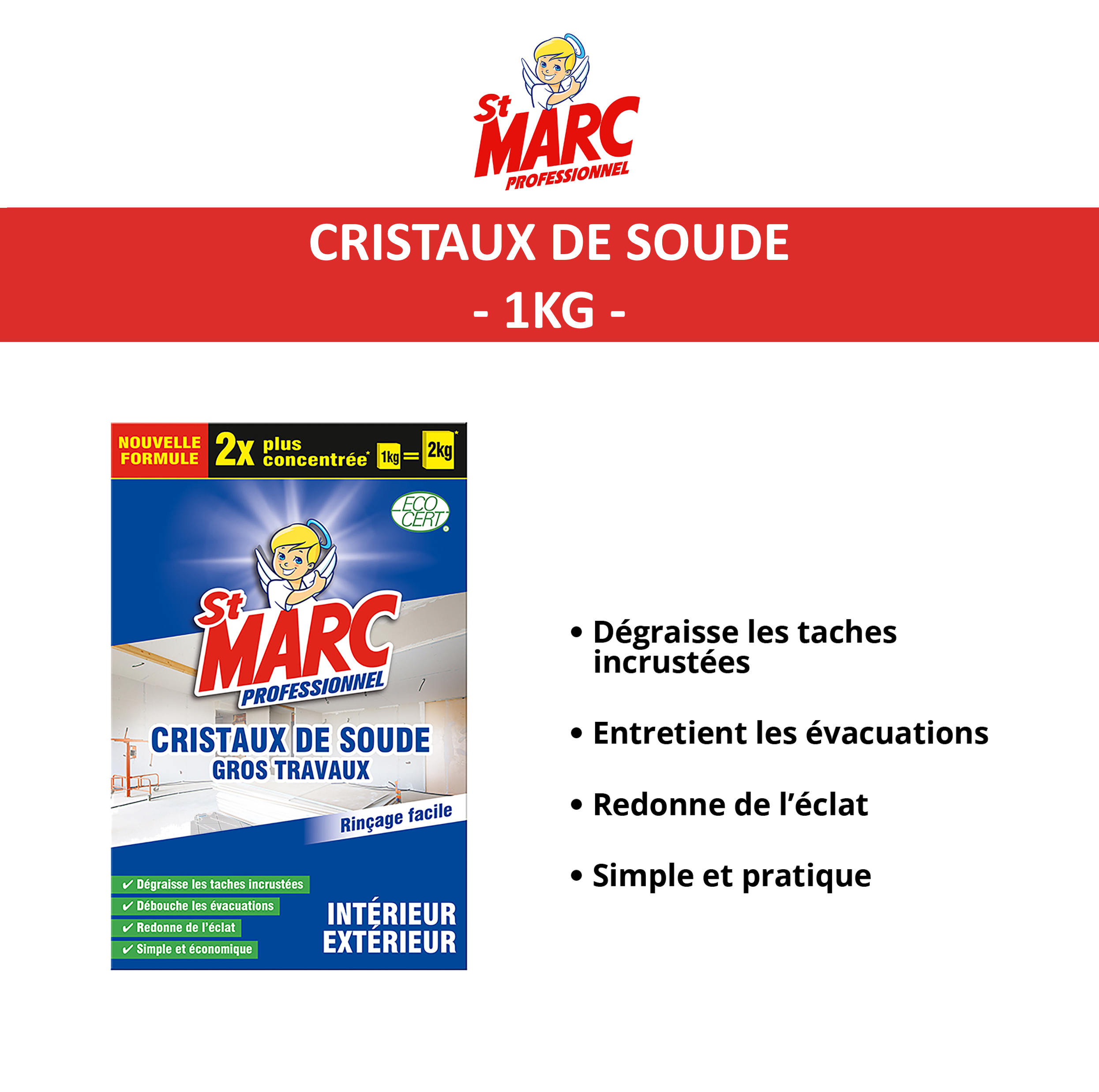 Cristaux de soude gros travaux 1 Kg = 2 Kg - SAINT MARC PRO - 3