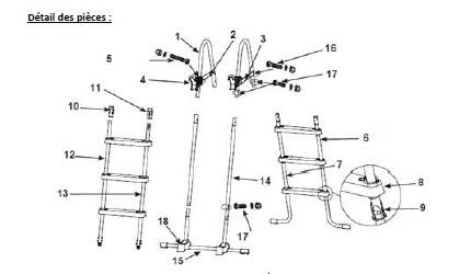 Échelle sécurité INTEX pour piscine H 91cm à 1m07 avec marches amovibles - 3