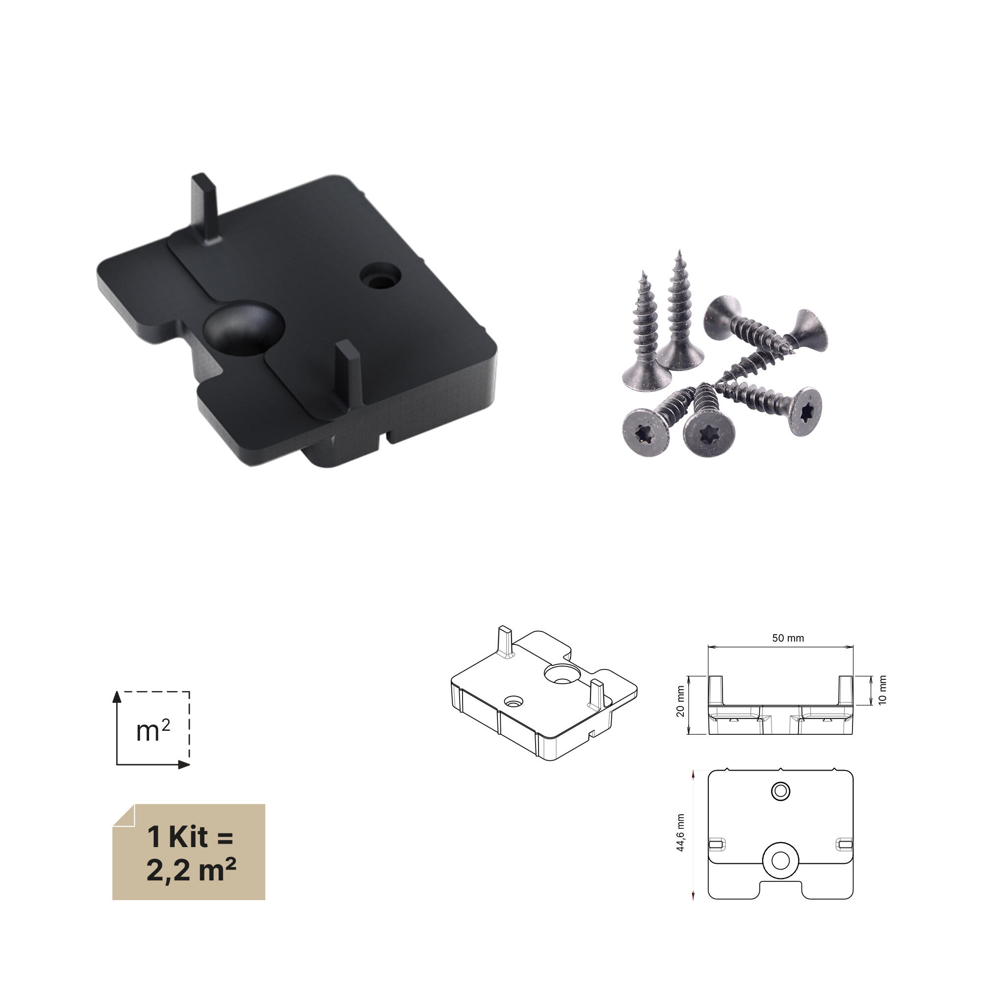 Kit de instalación invisible para lamas de madera tropical de 19mm