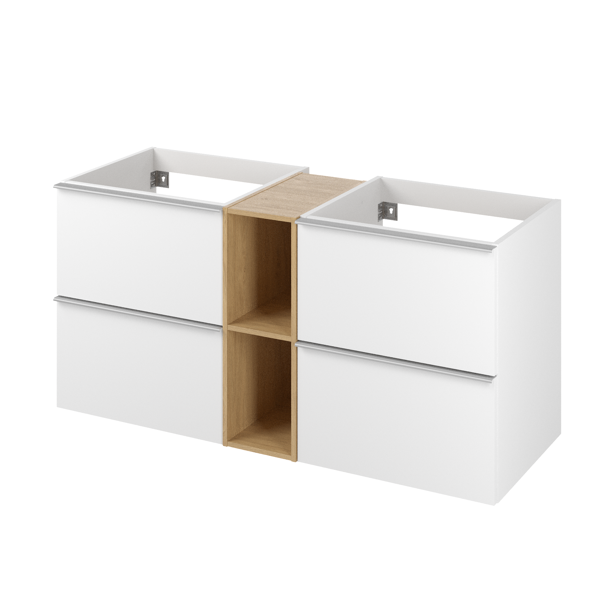 Szafka pod umywalkę Modern biało-brązowa złoty dąb 120x45x55 cm Sensea