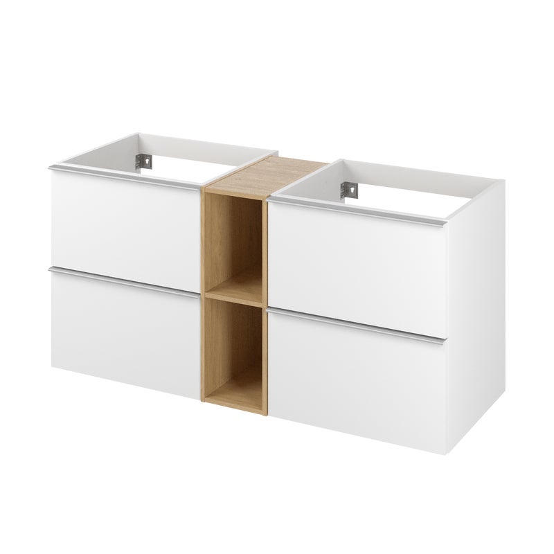 Szafka pod umywalkę Modern biało-brązowa złoty dąb 120x45x55 cm Sensea