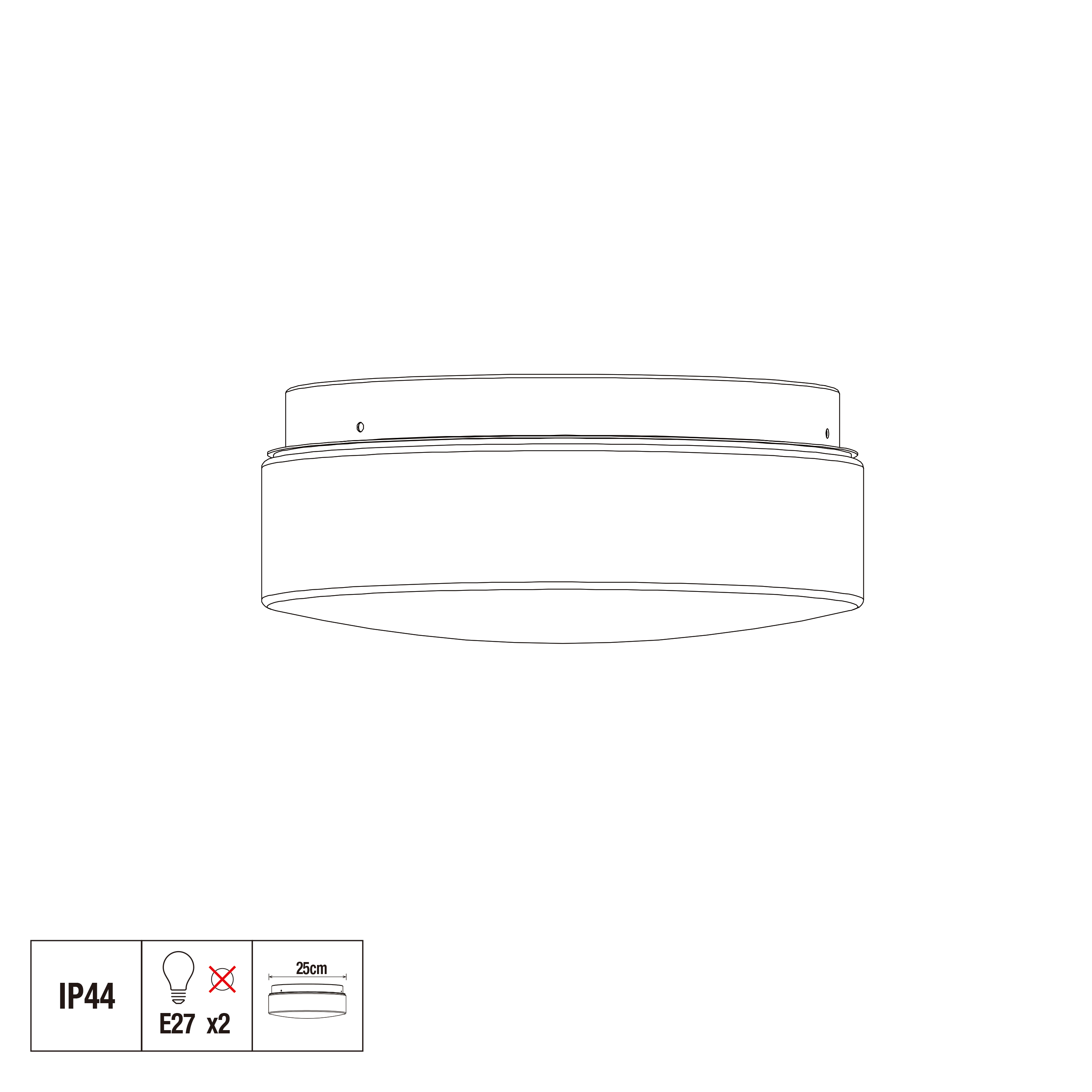 Plafon biały 2 x E27 25 cm IP44 - 4