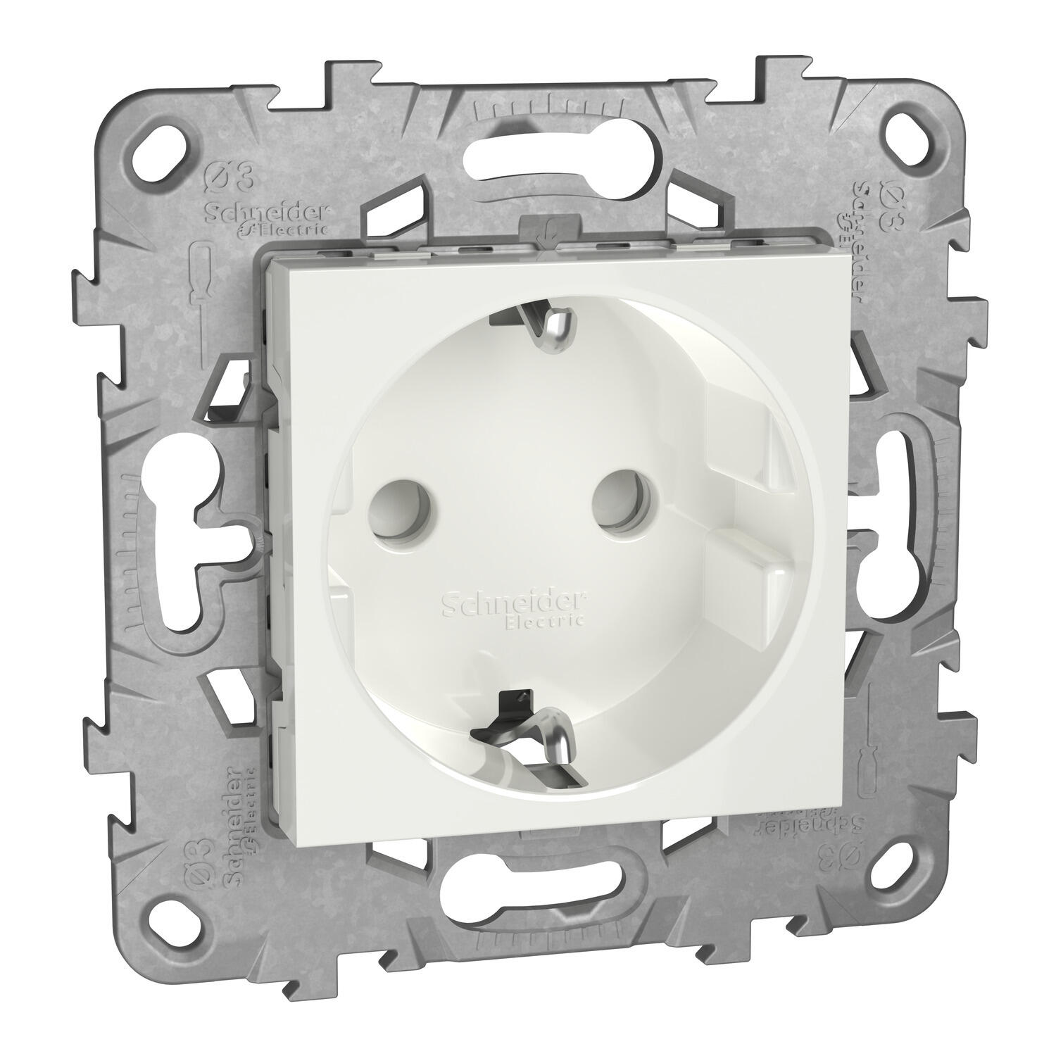 Tomada 2p+t com obturadores branco nu - 6