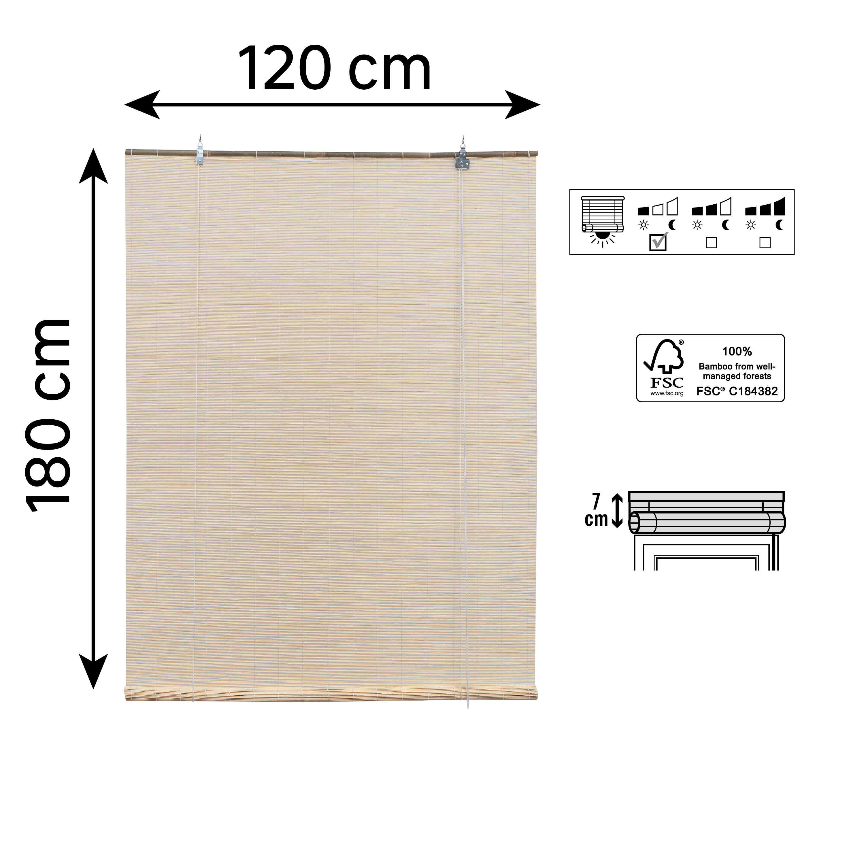 Estore de bambu Santra 120X180cm Natural - 2