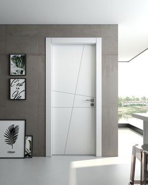 Porta A Filo Muro Battente Reversibile Bianca Verniciabile + Telaio - 700x2100 Mm Ermetika - Foto 10