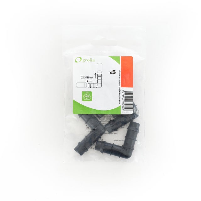 Raccordo a gomito per irrigazione GEOLIA GEOLIA in polietilene adatto a tubi di ⌀ 16 mm, 5 pezzi