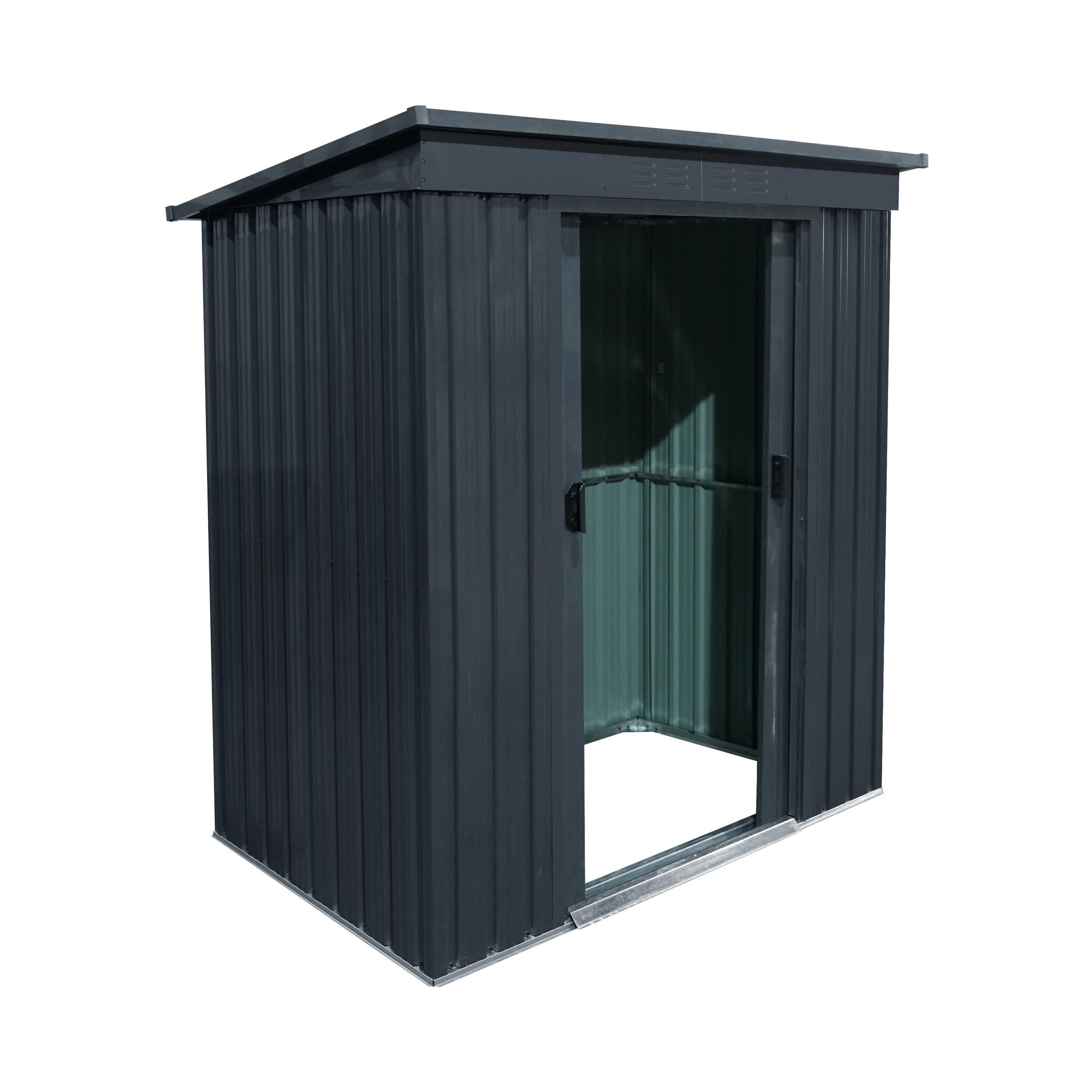 Casetta da giardino NATERIAL Orizaba in acciaio antracite con porta scorrevole semplice, superficie interna 1.56 m² e spessore parete 0.3 mm, senza pavimento - 15