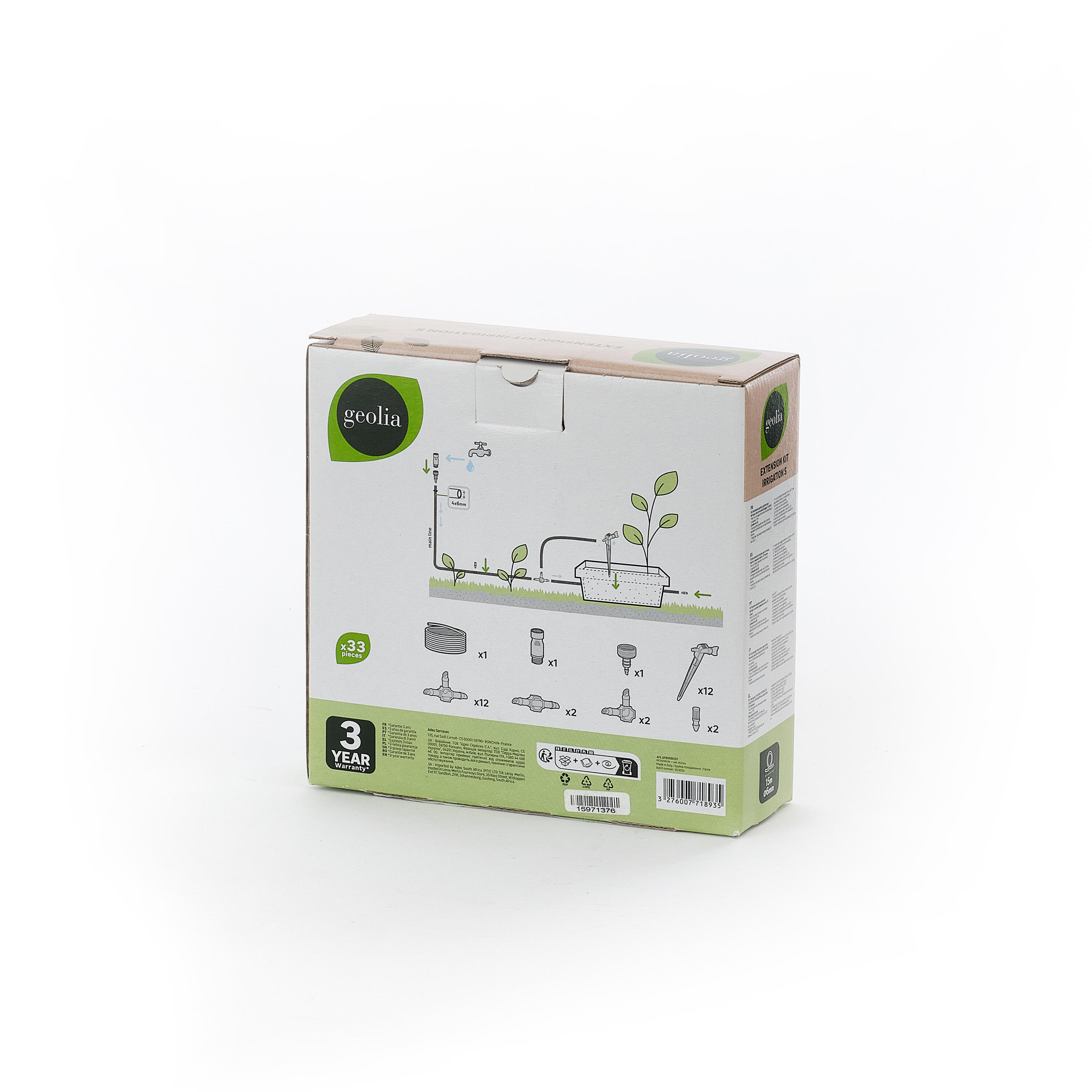 Kit de riego por goteo geolia con 15 m de tubería indicado para maceta