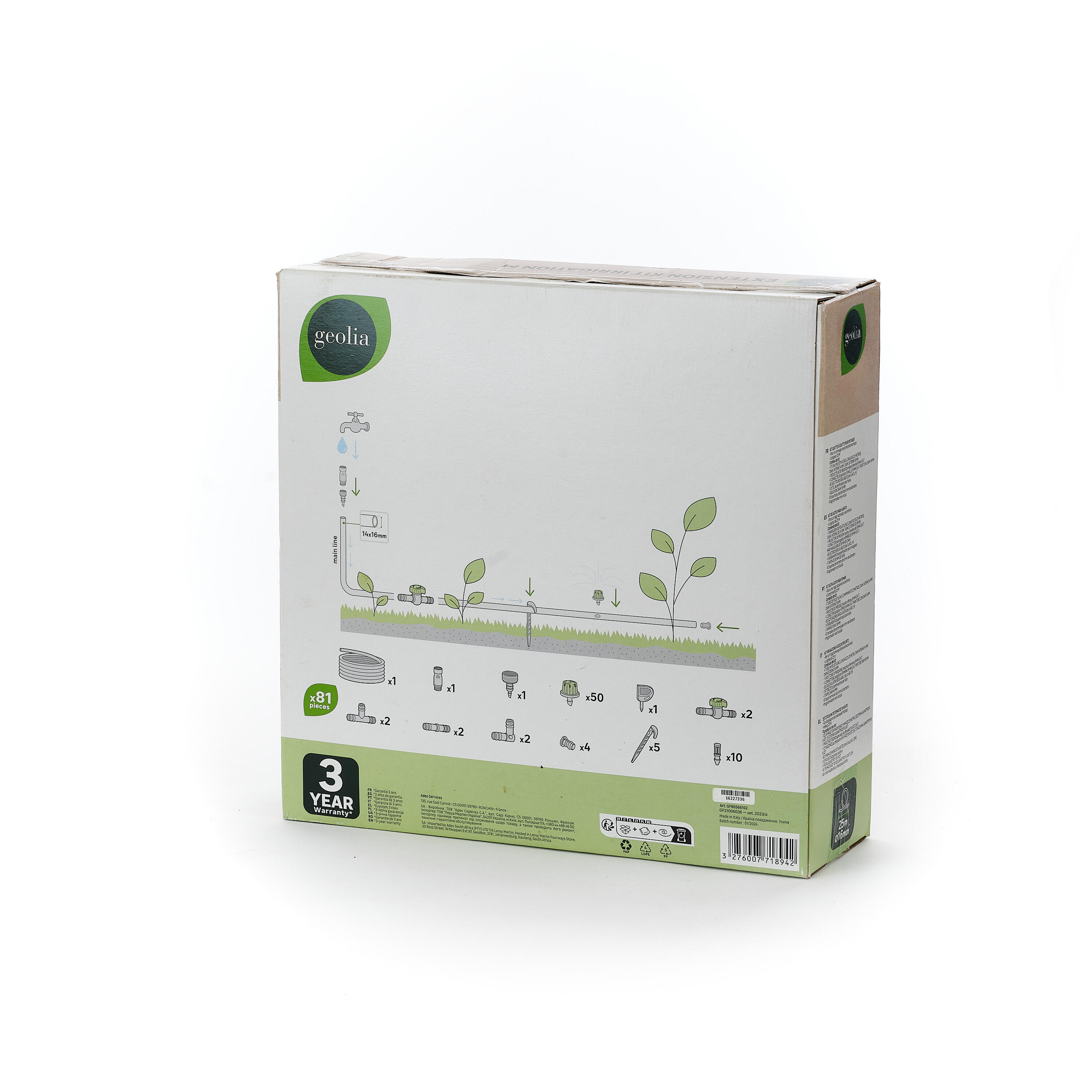 Kit de riego por goteo geolia con 25 m de tubería indicado para huerto