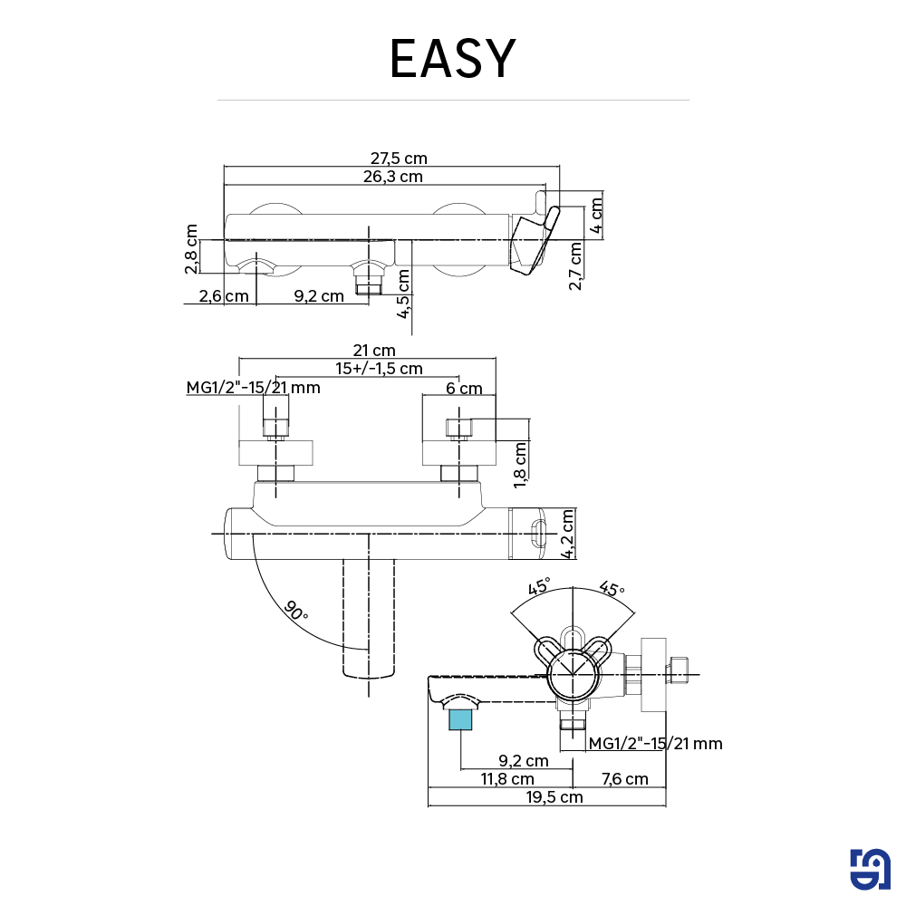 Grifo de bañera monomando SENSEA Easy cromo brillo  - 4
