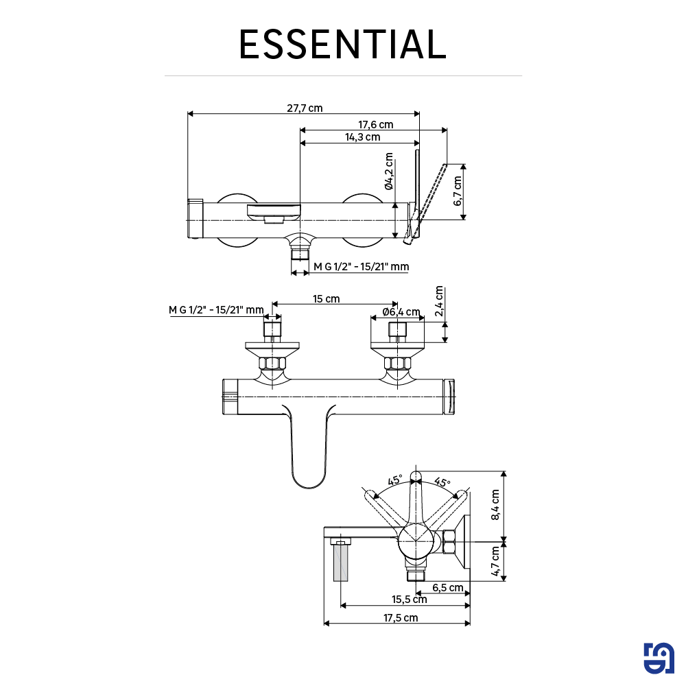 Mitigeur de bain mécanique chrome, Essential, SENSEA - 7
