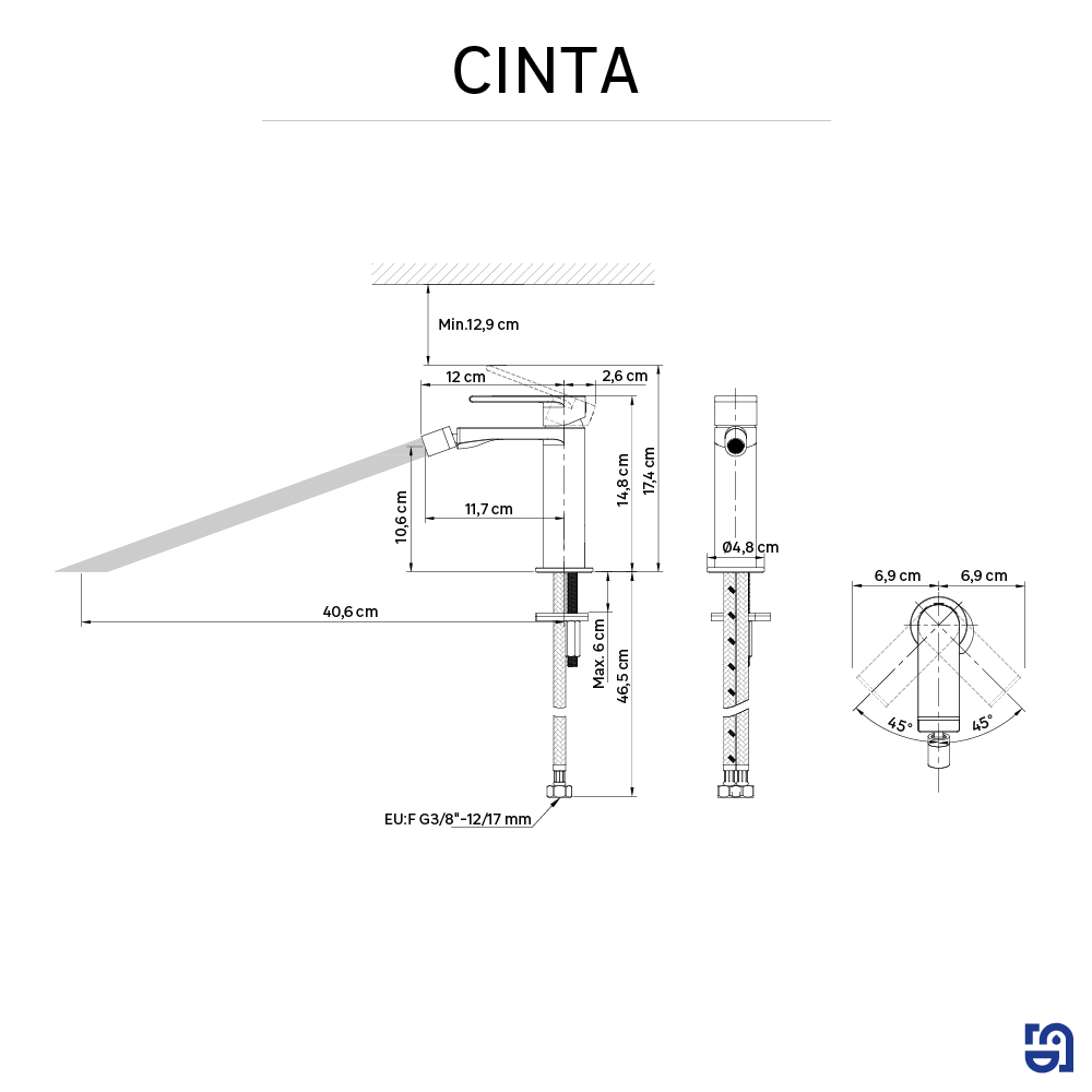 Grifo monomando de bidé SENSEA Cinta cromo brillo. Latón - 5