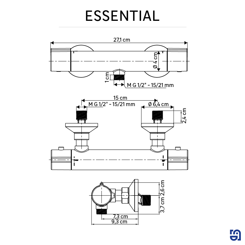 Mitigeur de douche thermostatique chrome, Essential, SENSEA - 7