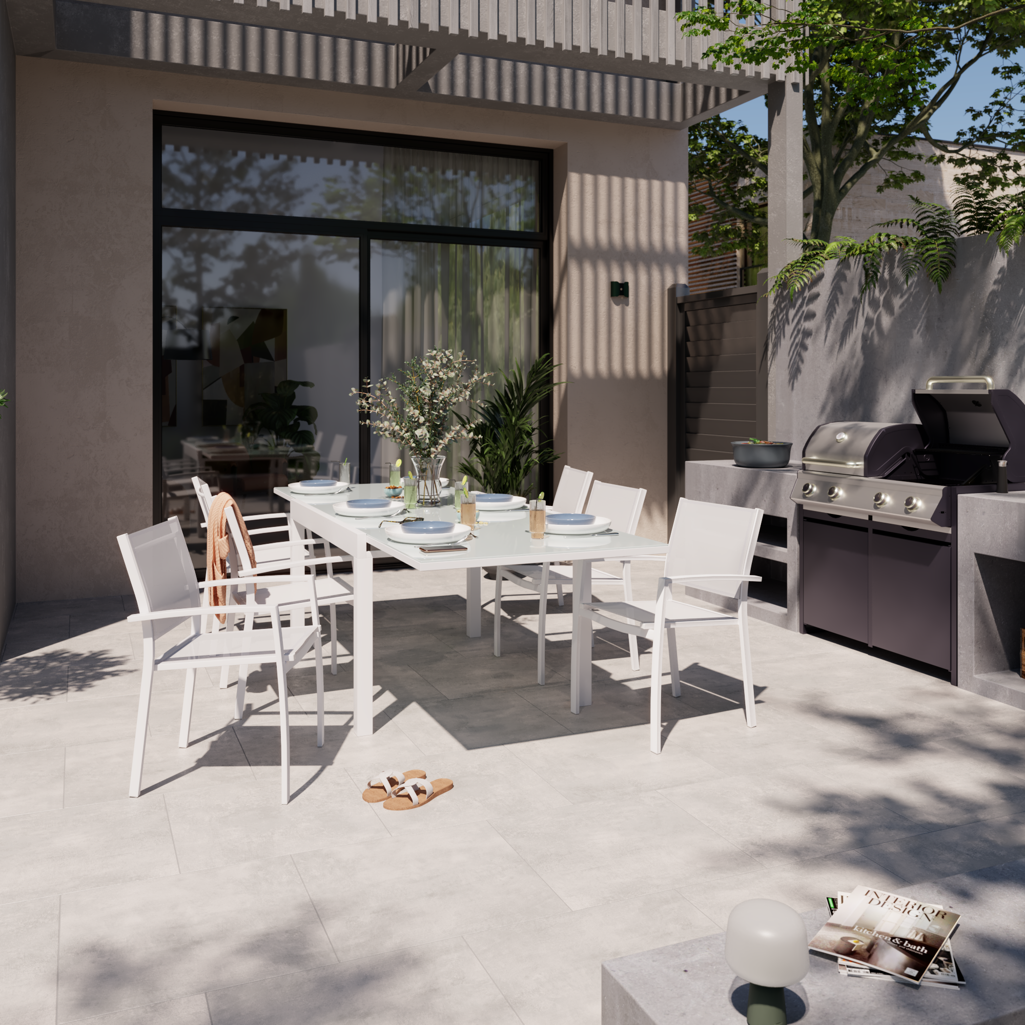 Mesa de jardín extensible de aluminio Lyra blanco de 135/270x90 cm - 11
