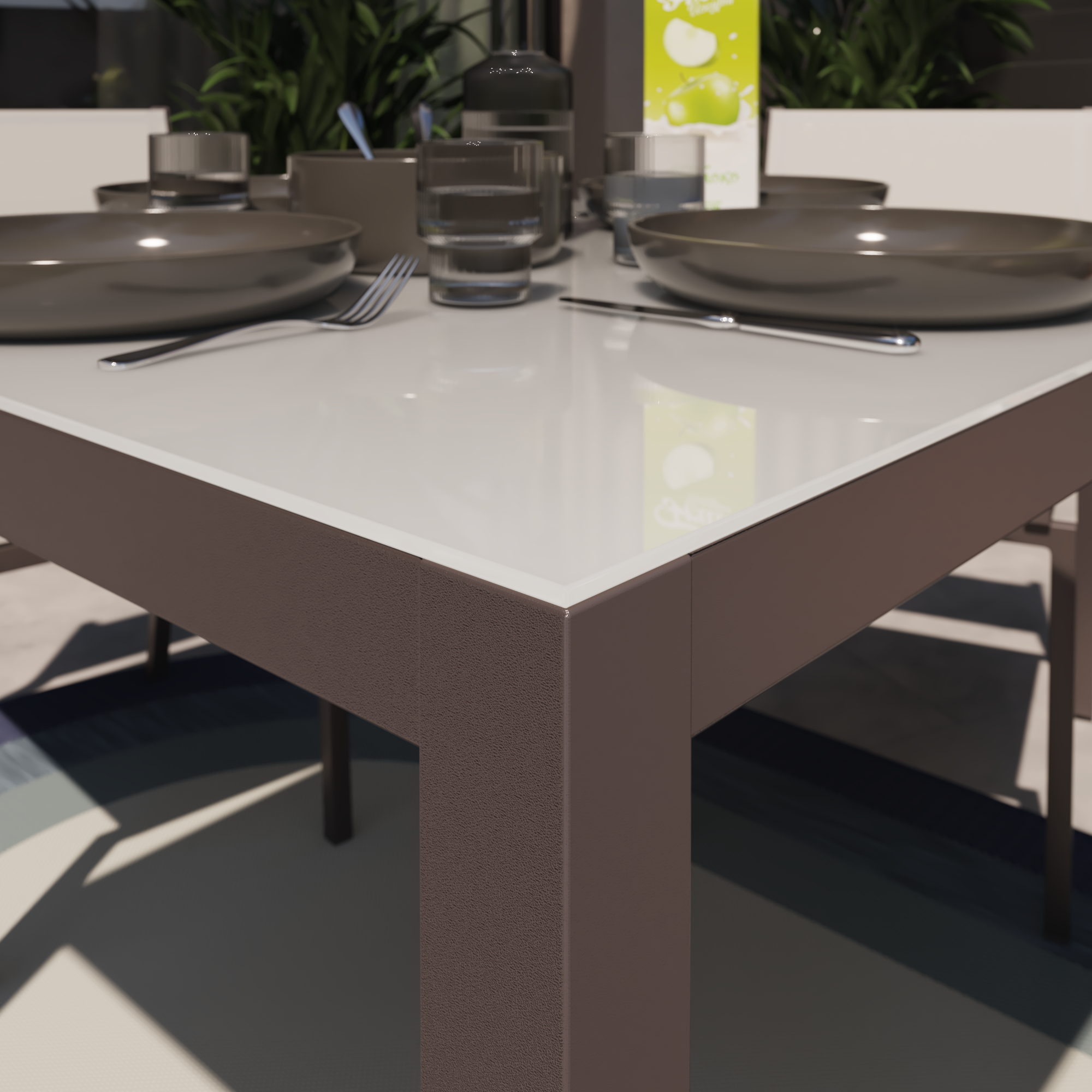 Tavolo da pranzo per giardino Lyra NATERIAL in alluminio con piano in vetro beige per 4 persone 90x90cm - 7