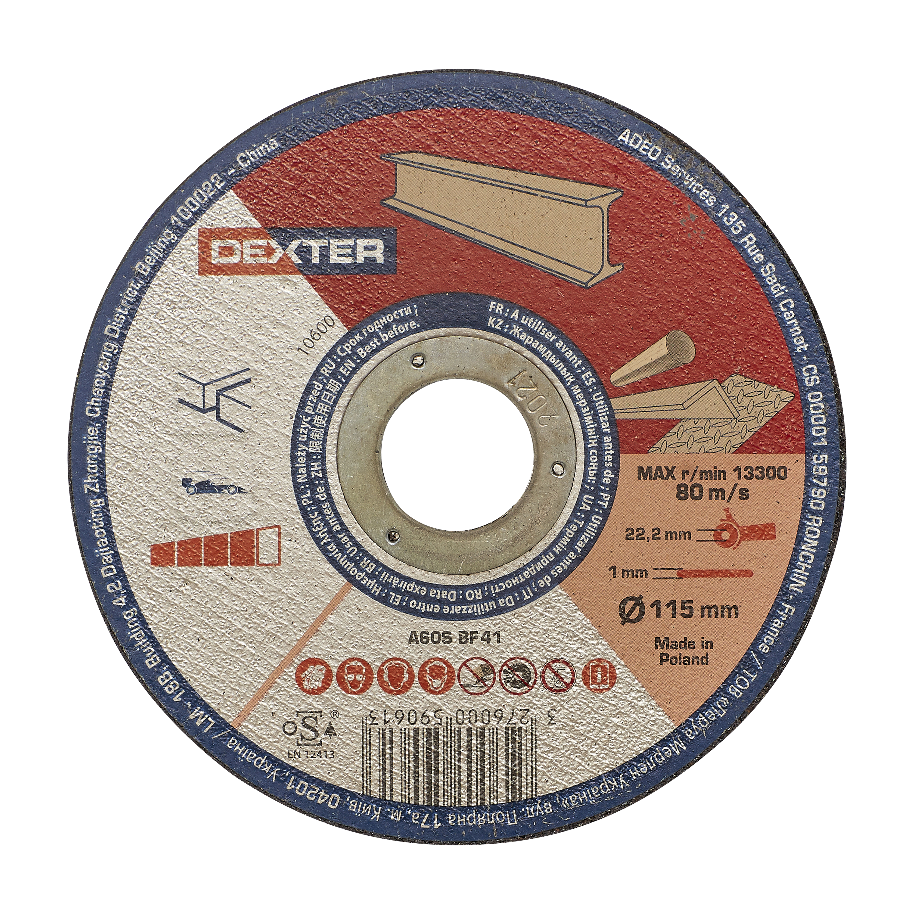 Disque corindon pour acier T41 DEXTER, Ø115 mm