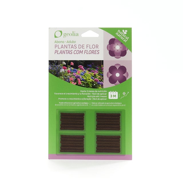 Abono plantas flores 20 varitas GEOLIA 0.4 kg.