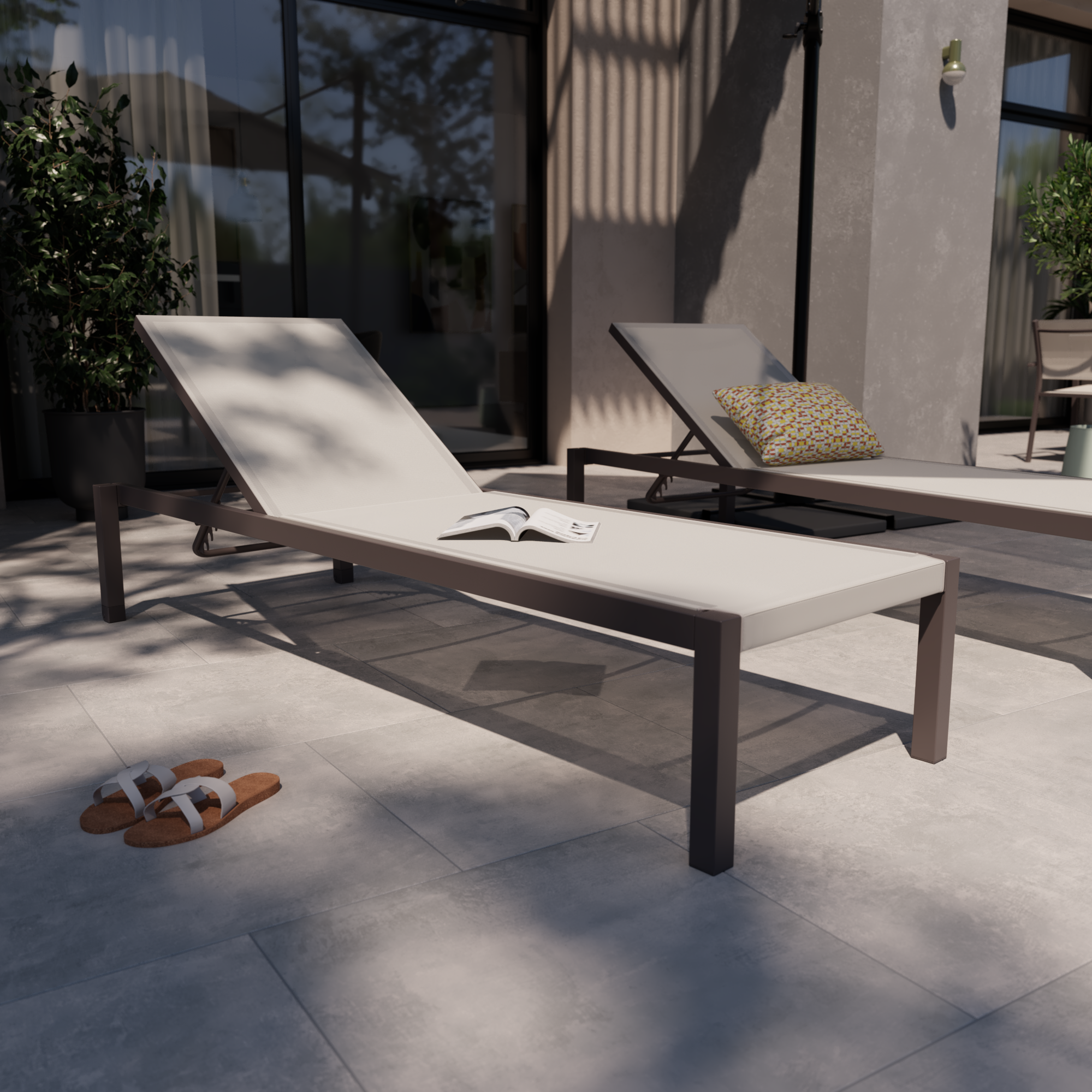 Espreguiçadeira alumínio e textileno moka Naterial Lyra Beta - 4