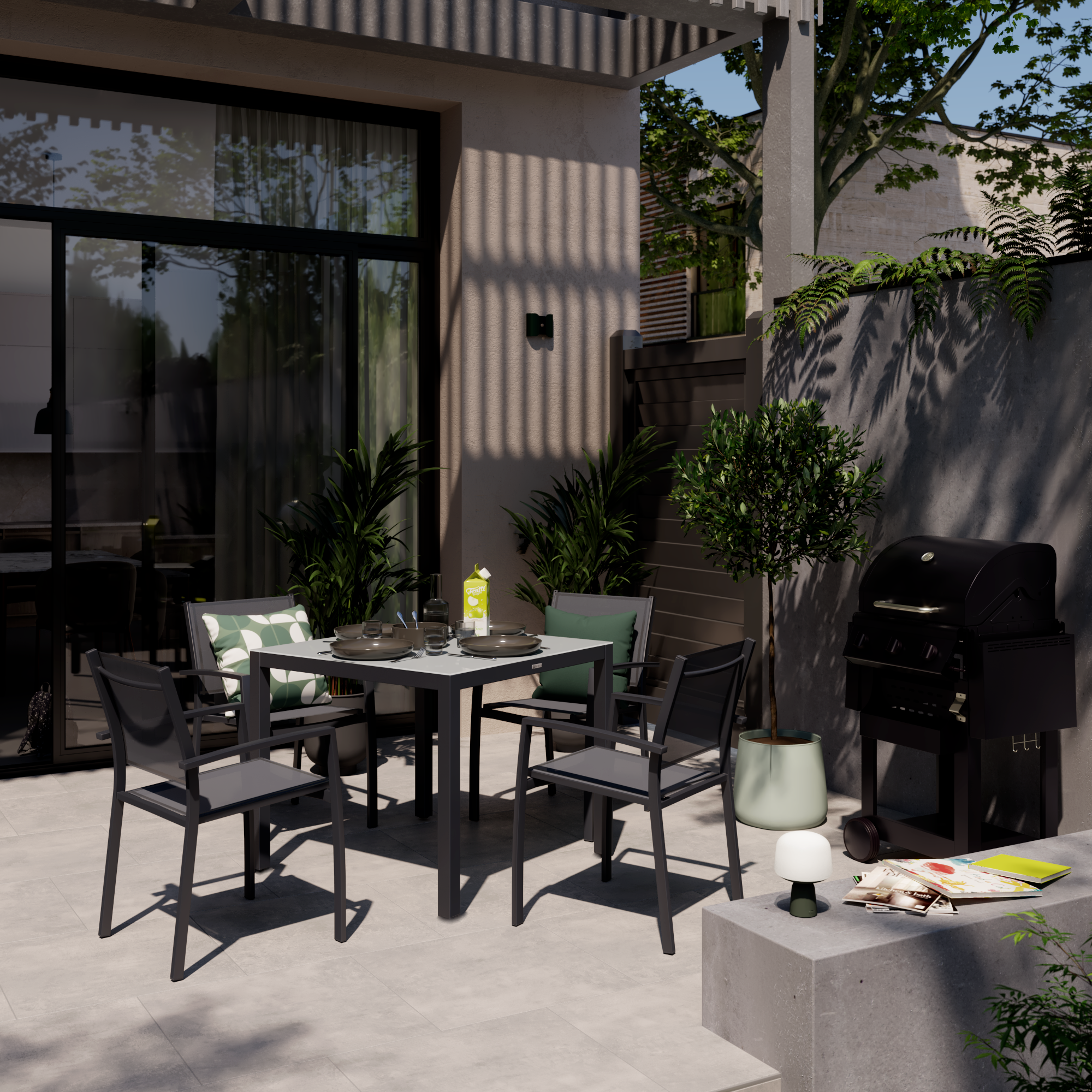 Cadeira de refeição com braços alumínio e textileno antracite Naterial Lyra Beta - 10