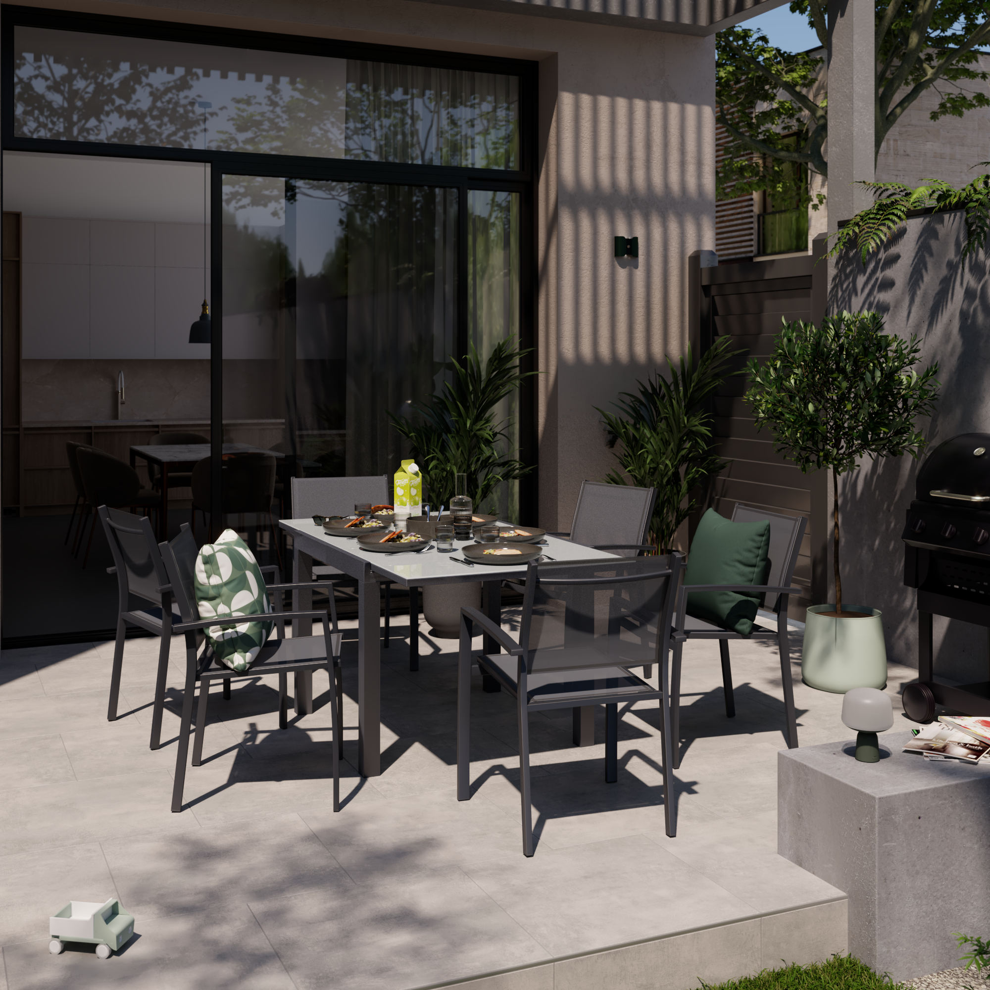 Cadeira de refeição com braços alumínio e textileno antracite Naterial Lyra Beta - 7