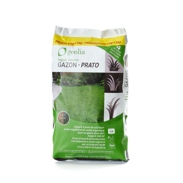 Engrais naturel Gazon GEOLIA 5+1KG