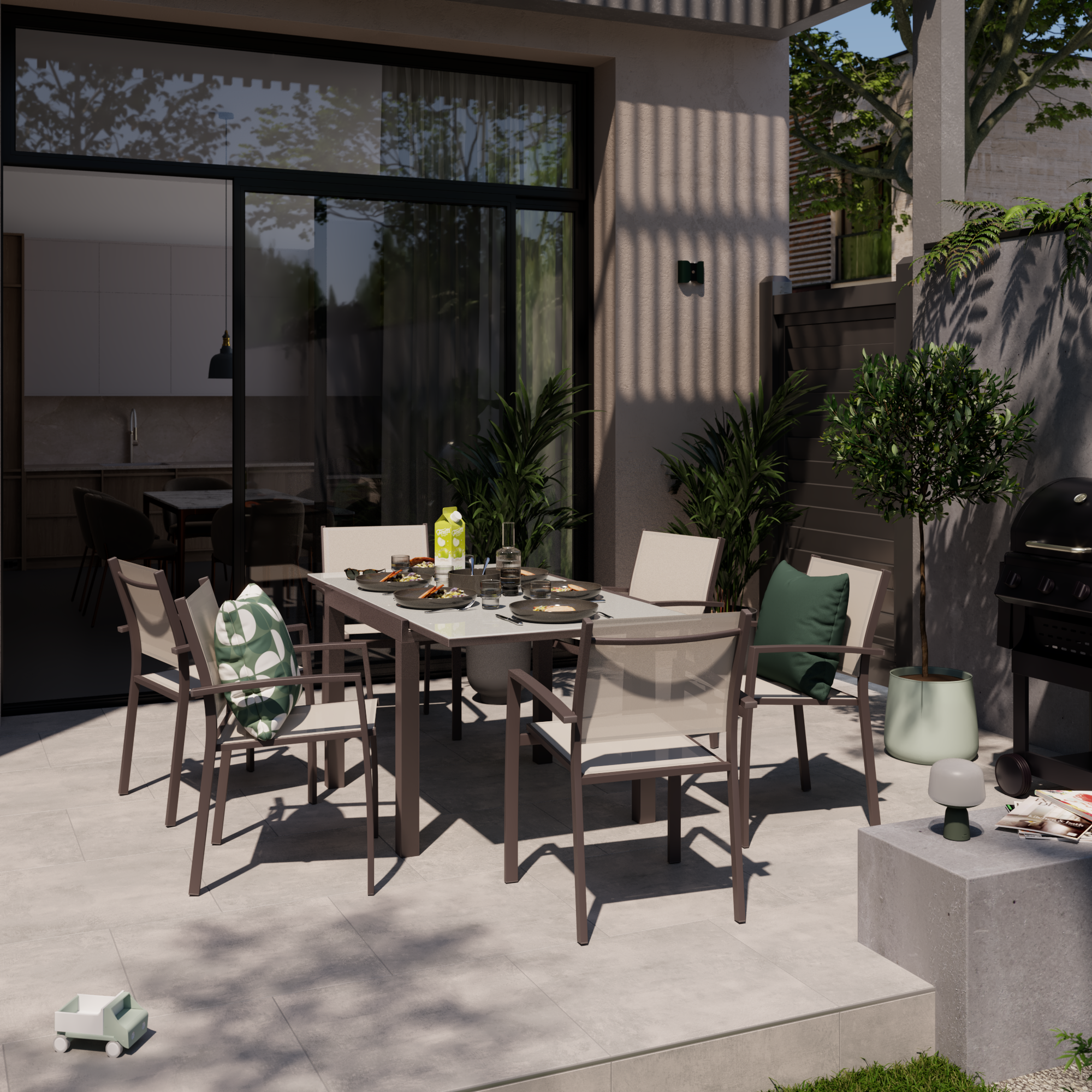 Mesa de alumínio NATERIAL LYRA II 90/160X90CM MOKA - 4