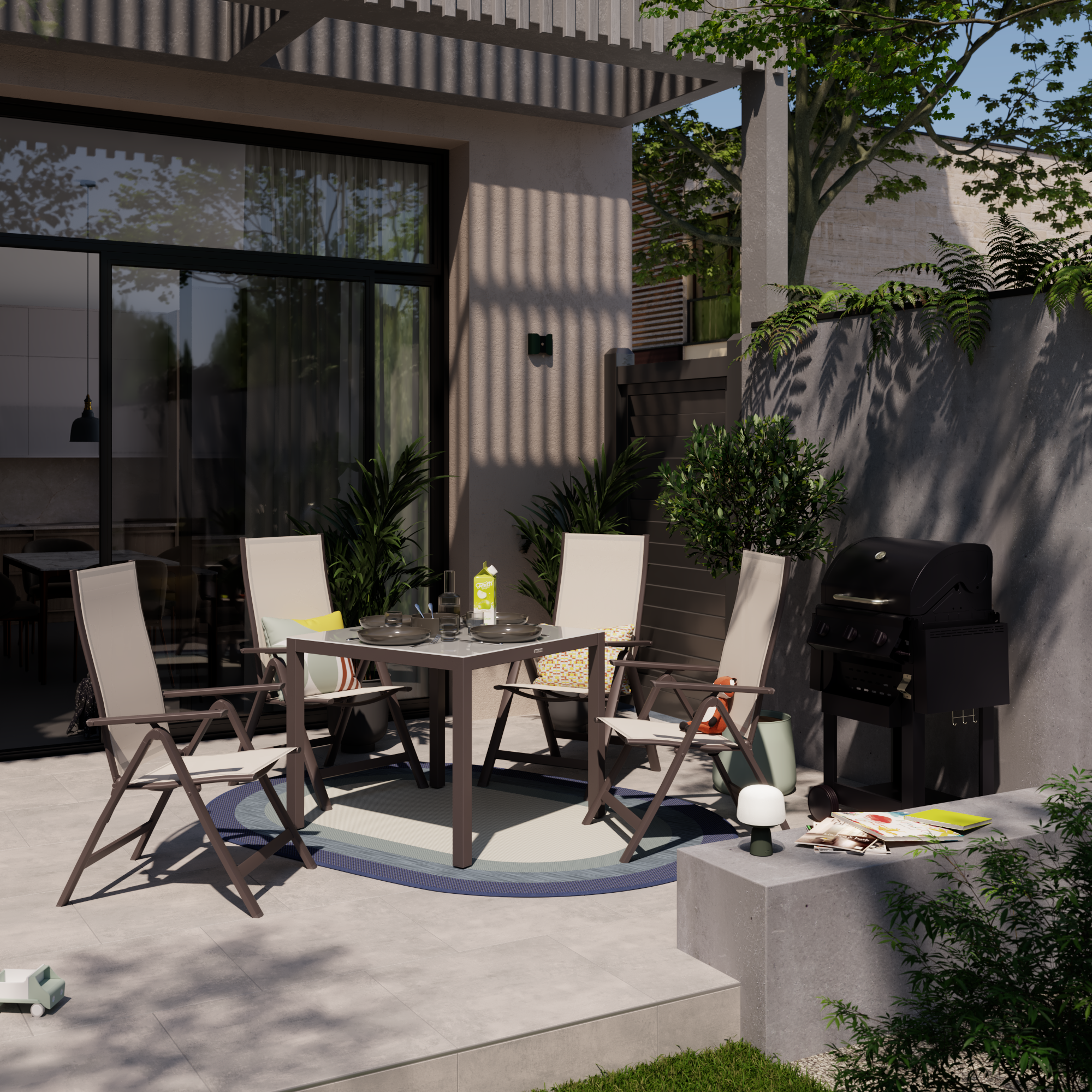 Tavolo da pranzo per giardino Lyra NATERIAL in alluminio con piano in vetro beige per 4 persone 90x90cm - 3