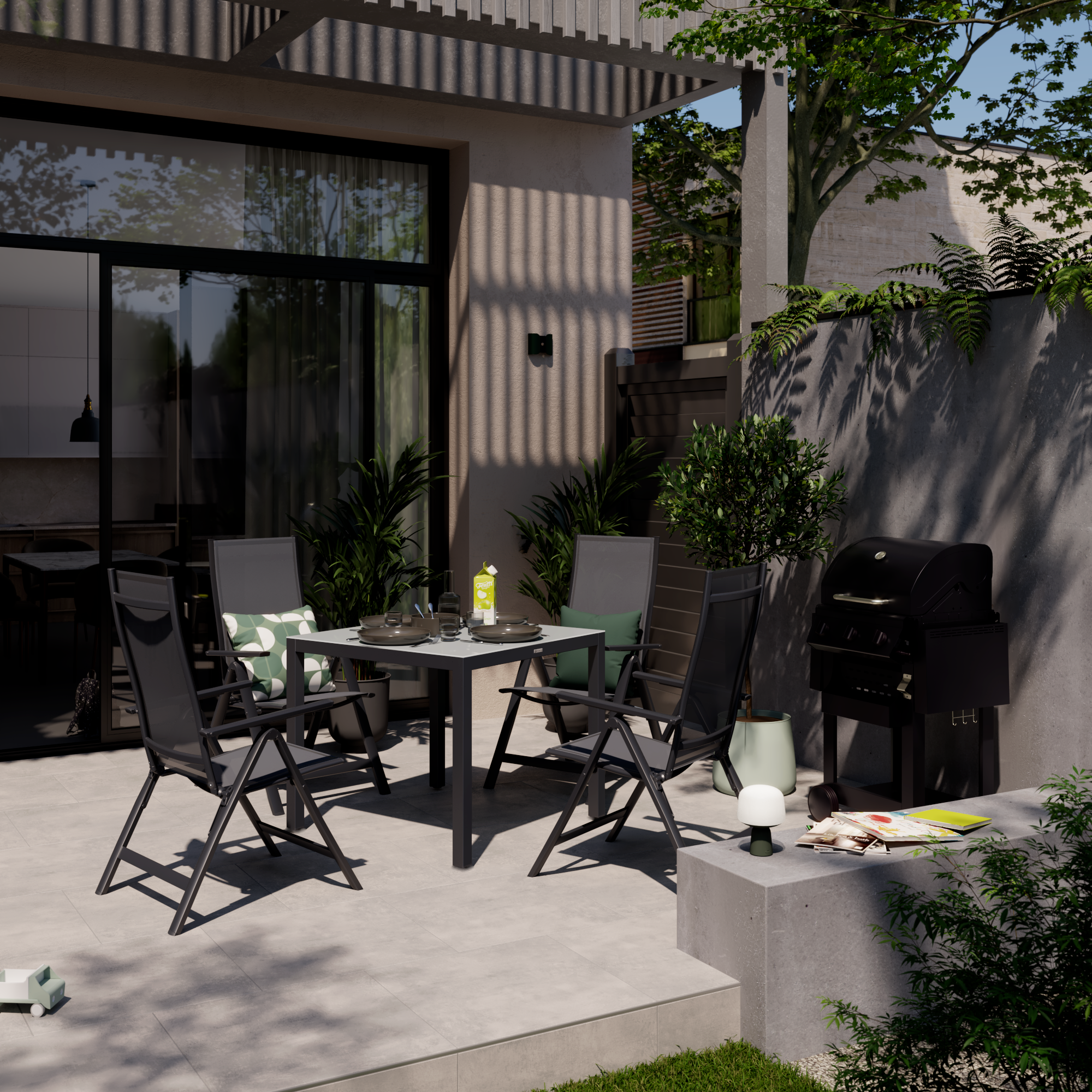 Tavolo da pranzo per giardino Lyra NATERIAL in alluminio con piano in vetro grigio per 4 persone 90x90cm - 3