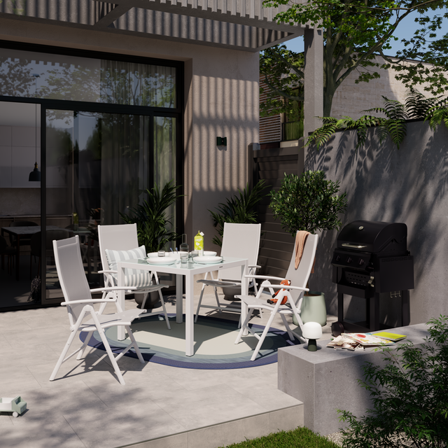 Conjunto de jardin Lyra de aluminio blanco para 4 comensales