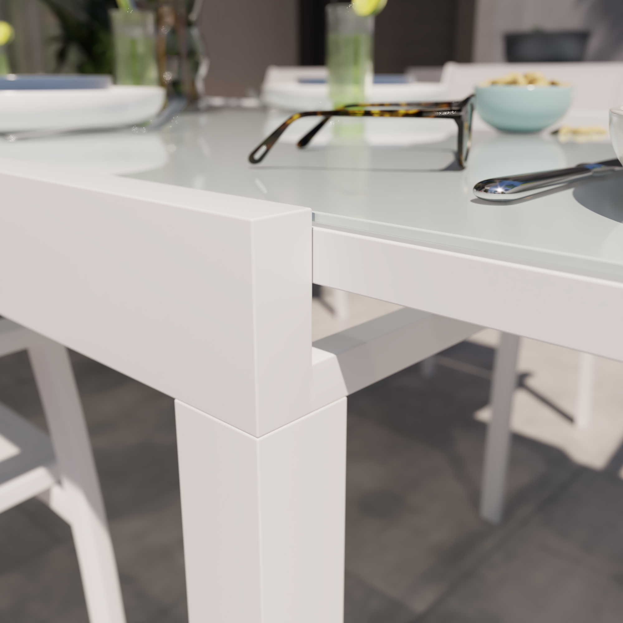 Mesa extensível alumínio com tampo vidro 135/270X90 cm branco Naterial Lyra II - 6