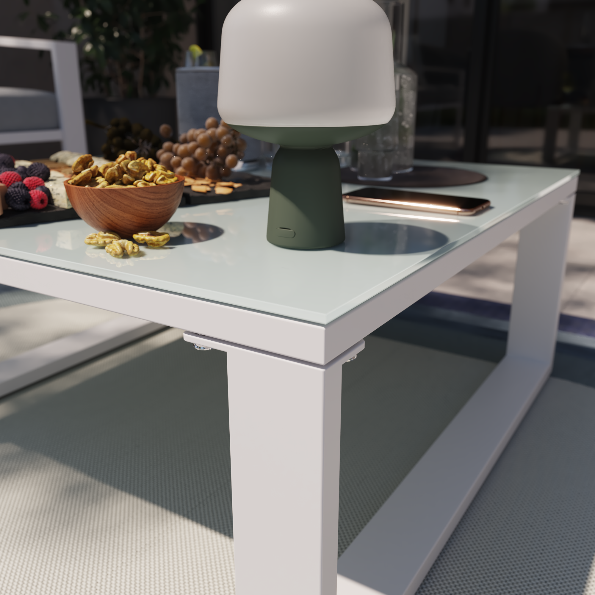 Salotto da giardino per 4 persone bianco Lyra NATERIAL con cuscini in poliestere beige - 10