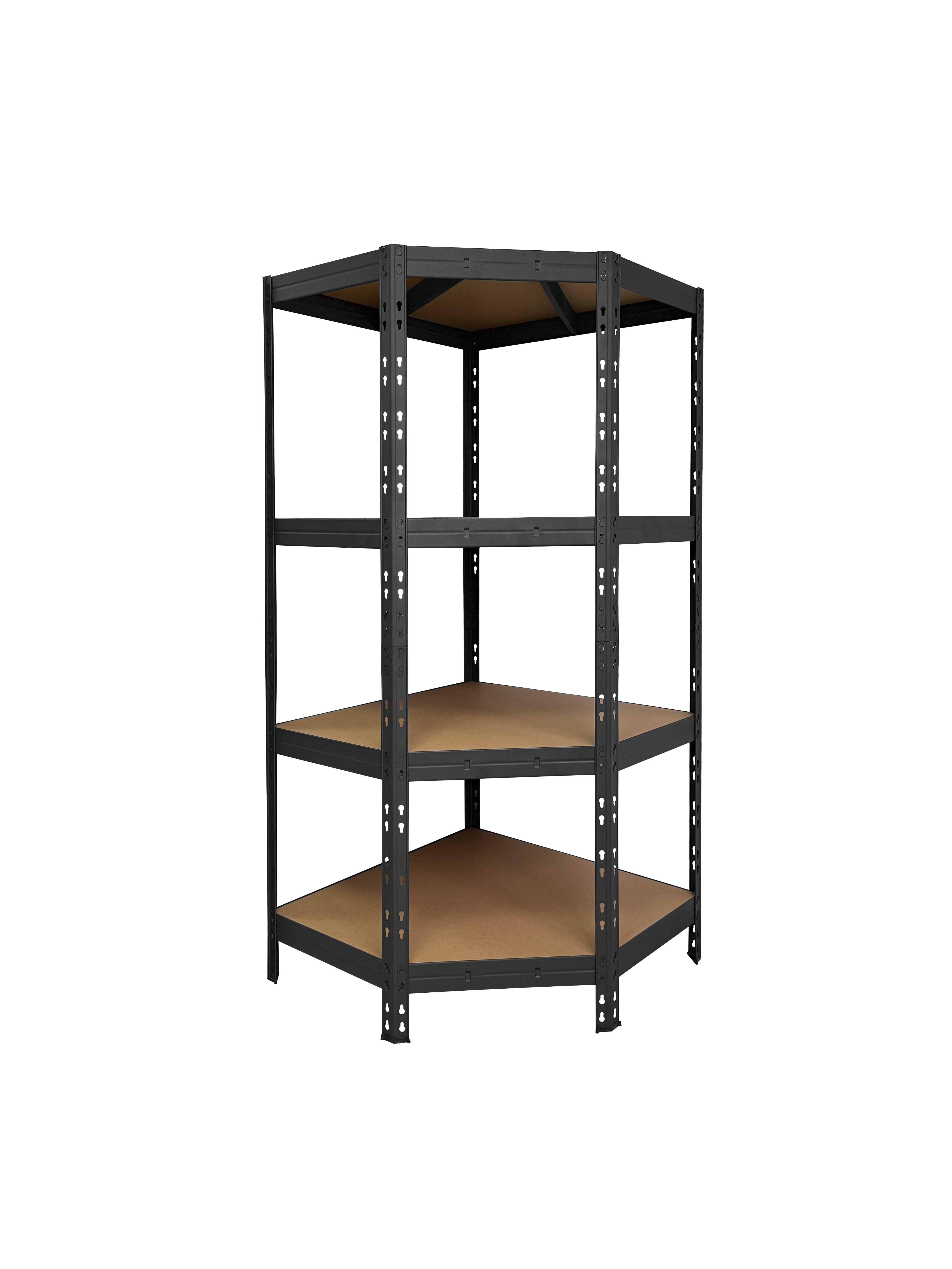 Regał metalowy narożny 375 kg 180x80x45x50 cm 4 półki NU375NIT czarny