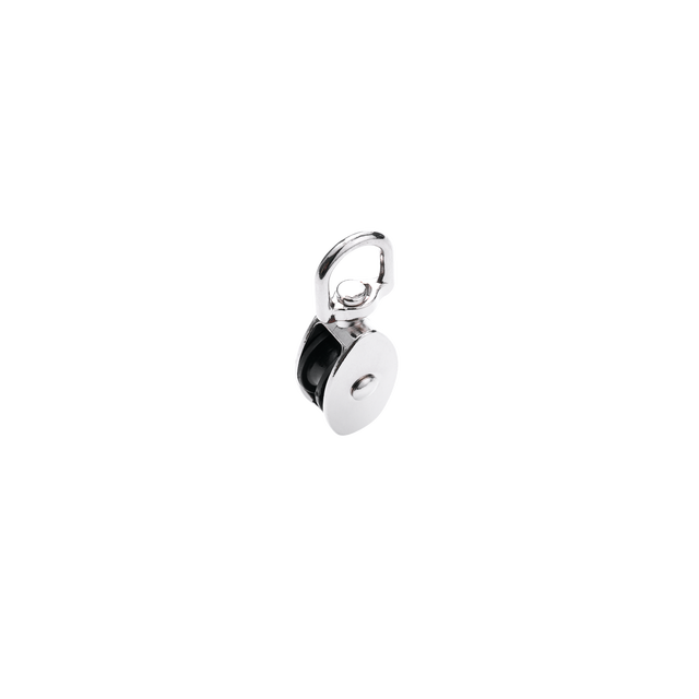 Poulie à œil Fixe 1 Galet En Acier Nickelé - 37 Mm De Diamètre, Largeur 9,5 Mm, Neuve