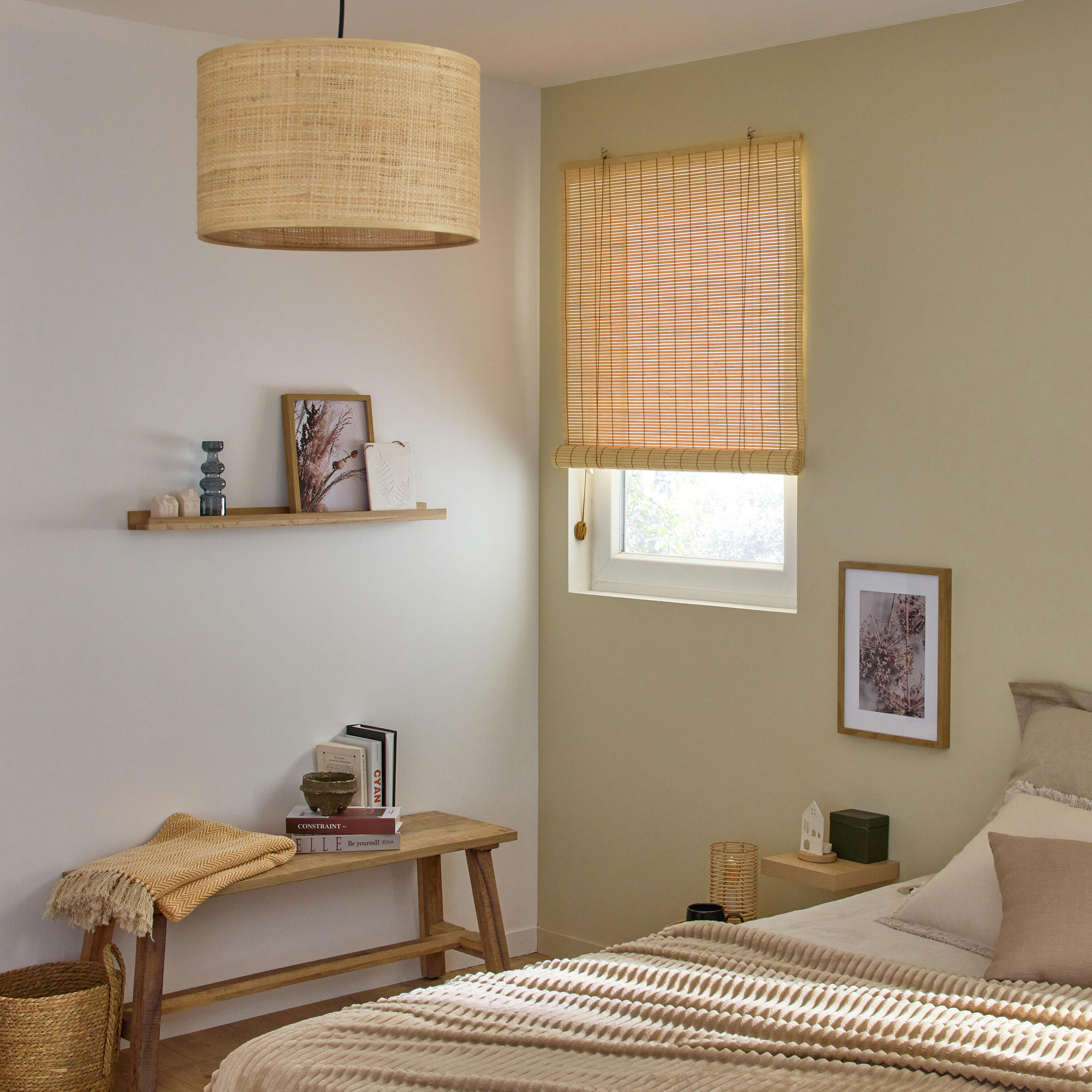 Store enrouleur tamisant Bambou hatha naturel, l.90 x H.180 cm, INSPIRE - 6