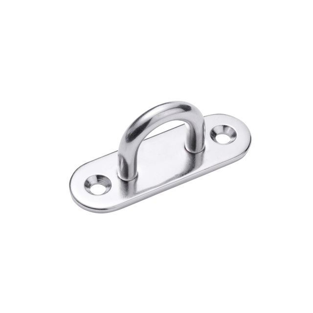 Gancho cerrado con placa en acero inoxidable L. 60 x A. 20 mm