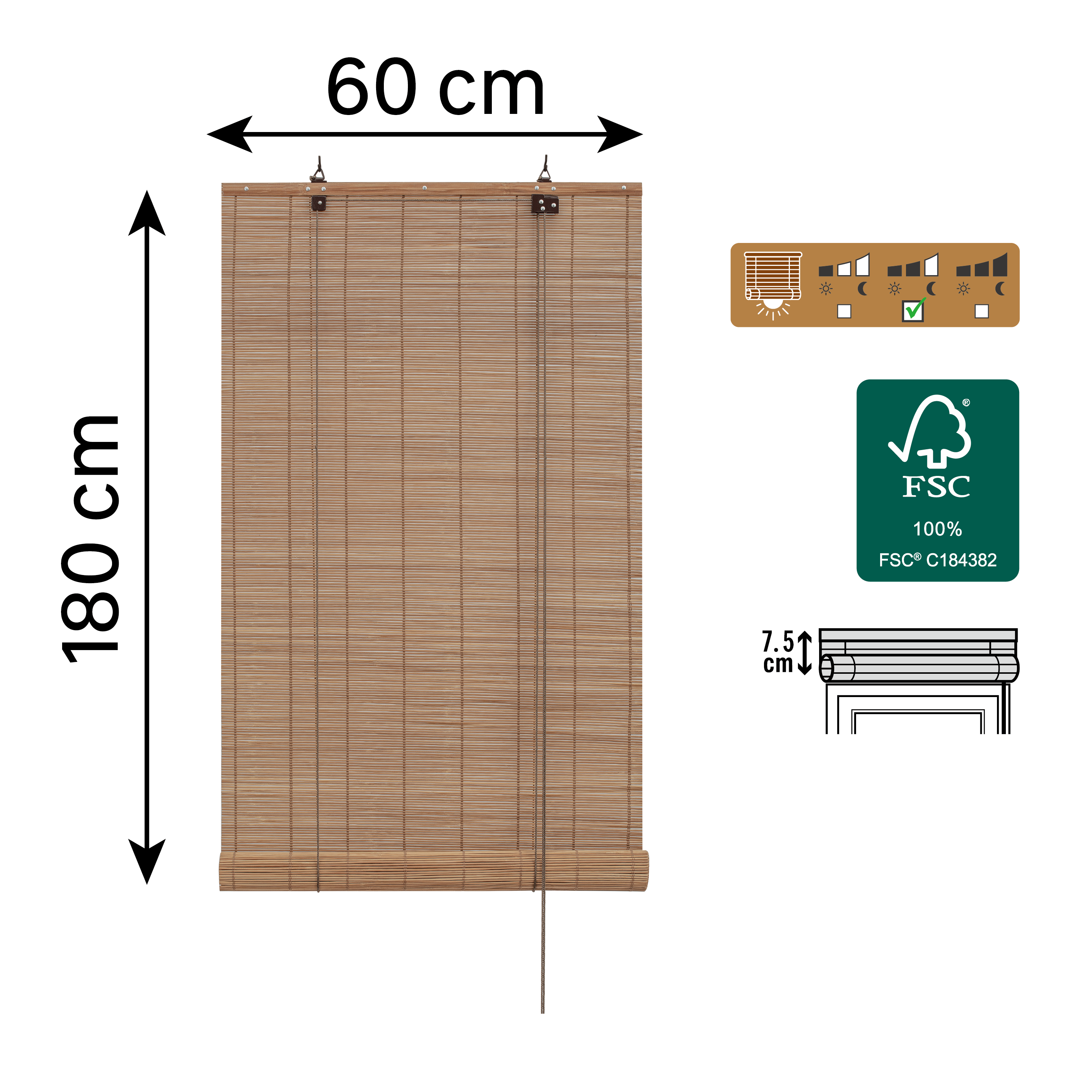 Estore de bambu Unda 60X180cm Natural Inspire - 2