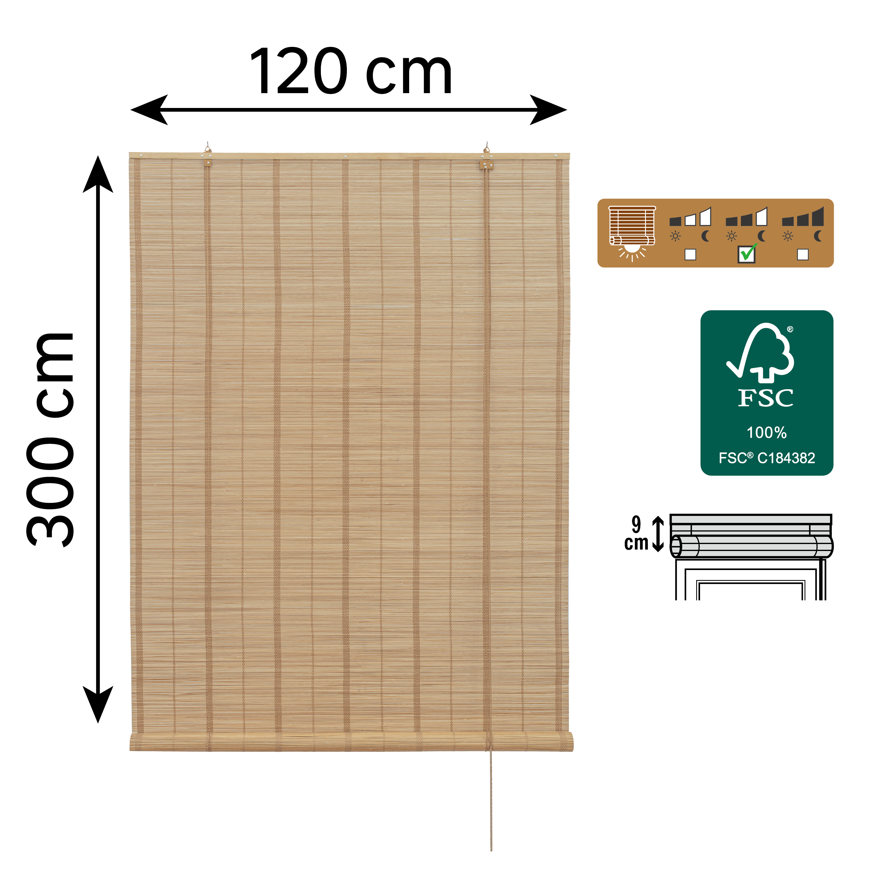 Estore de bambu exterior Kripa 120x300cm natural Inspire - 2