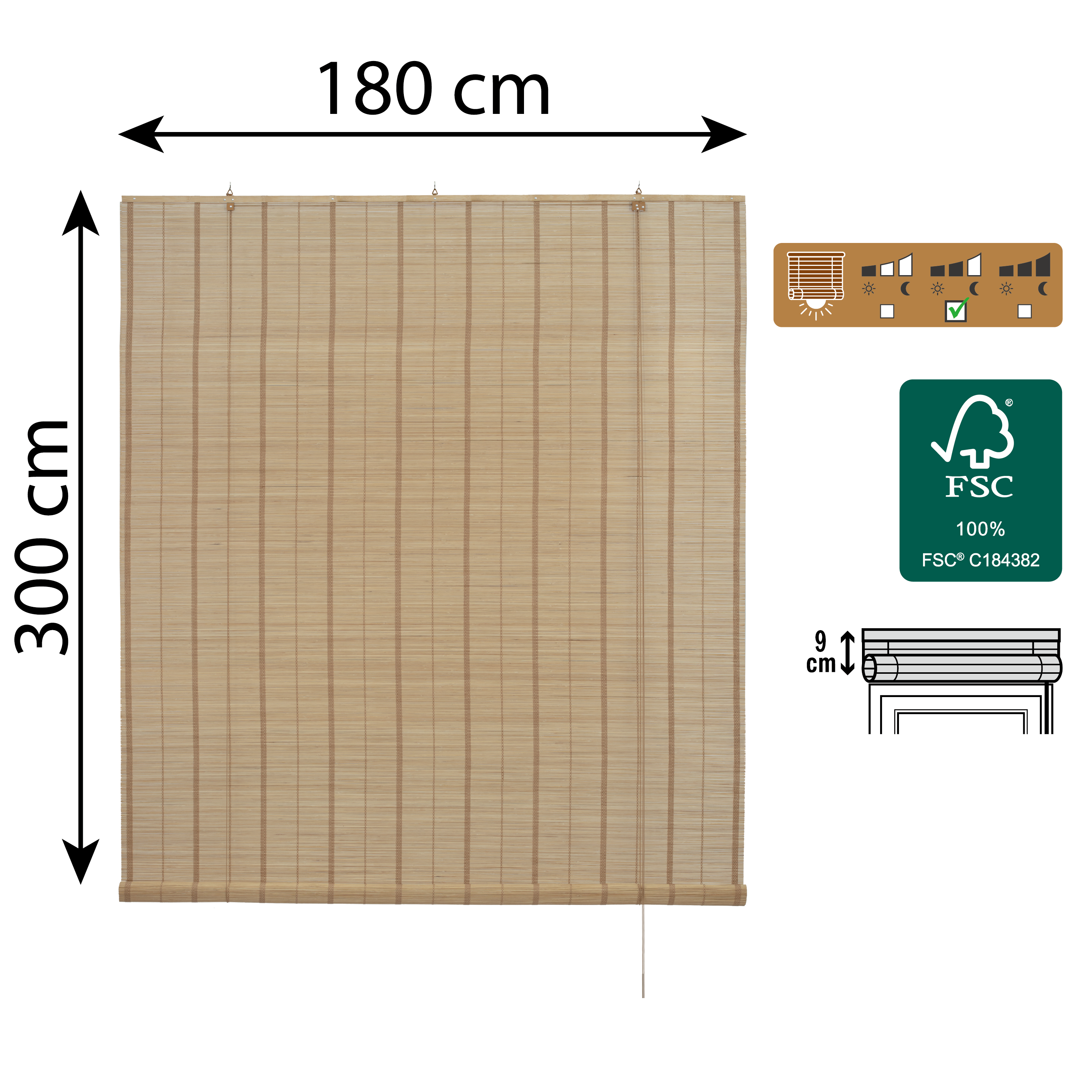 Estore de bambu exterior Kripa 180x300cm natural Inspire - 2
