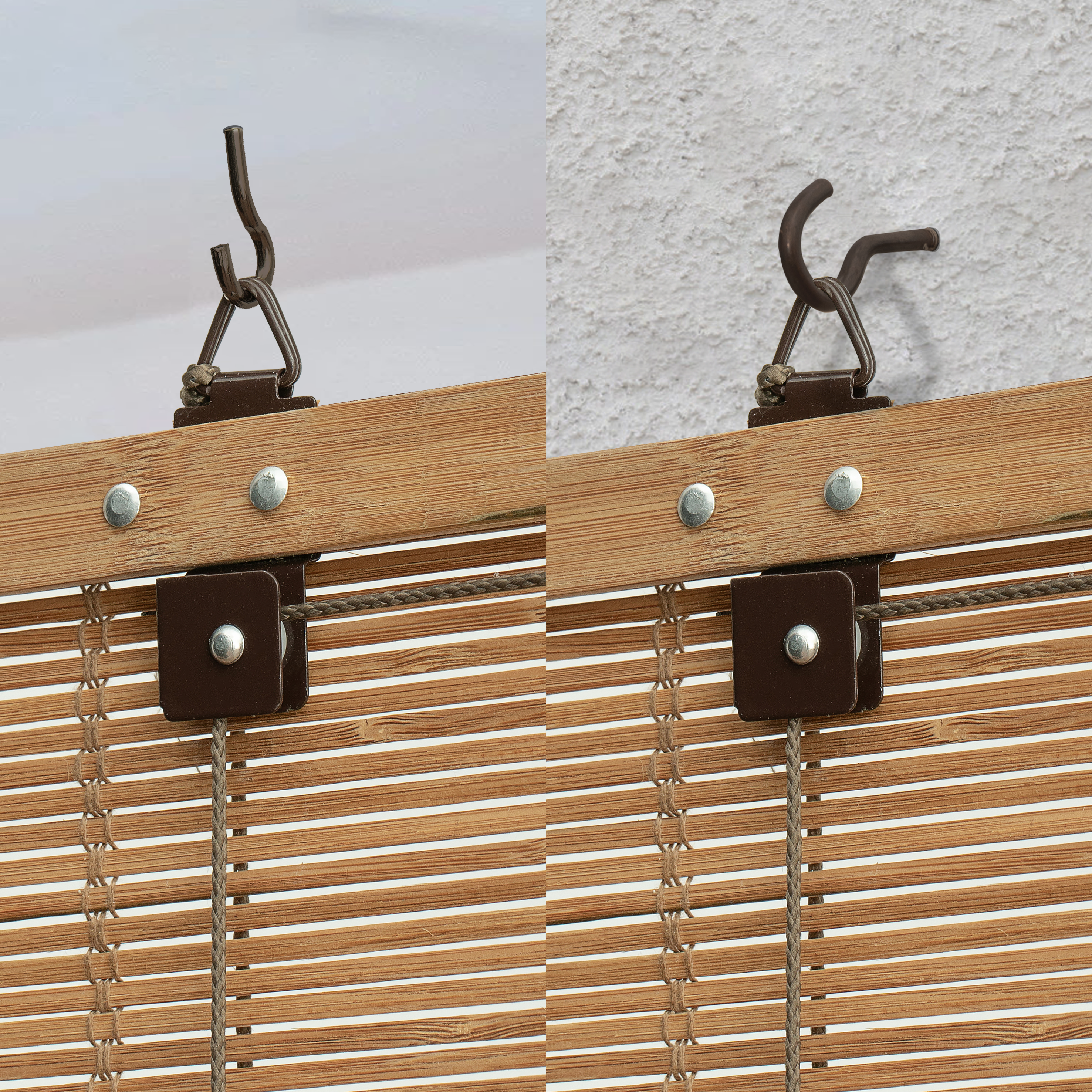 Estor enrollable translúcido interior / exterior Kripa de 120x300 bambú liso marrón INSPIRE con cordón - 3