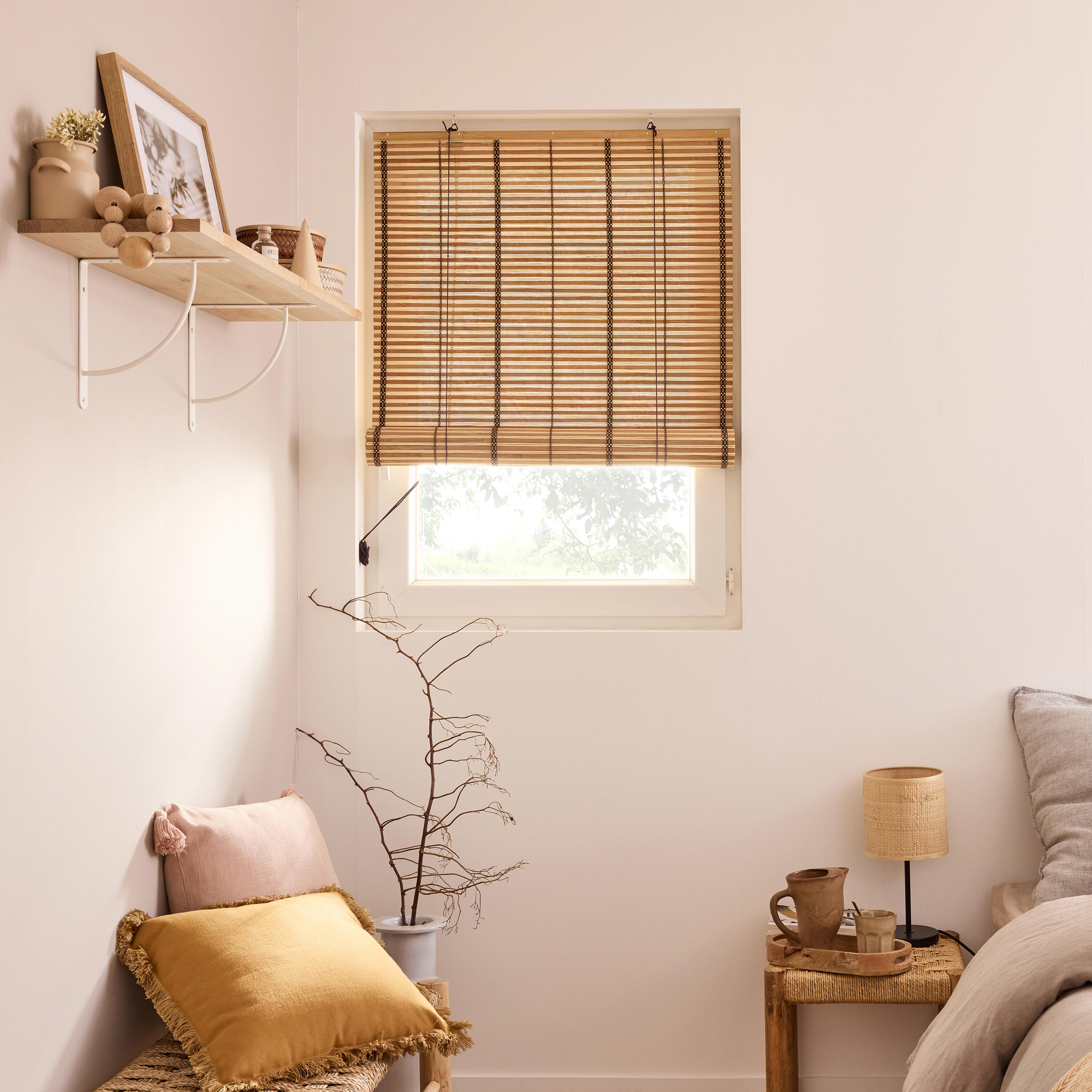 Store enrouleur tamisant Bambou izana extérieur naturel, l.80 x H.300 cm, INSPIR - 9