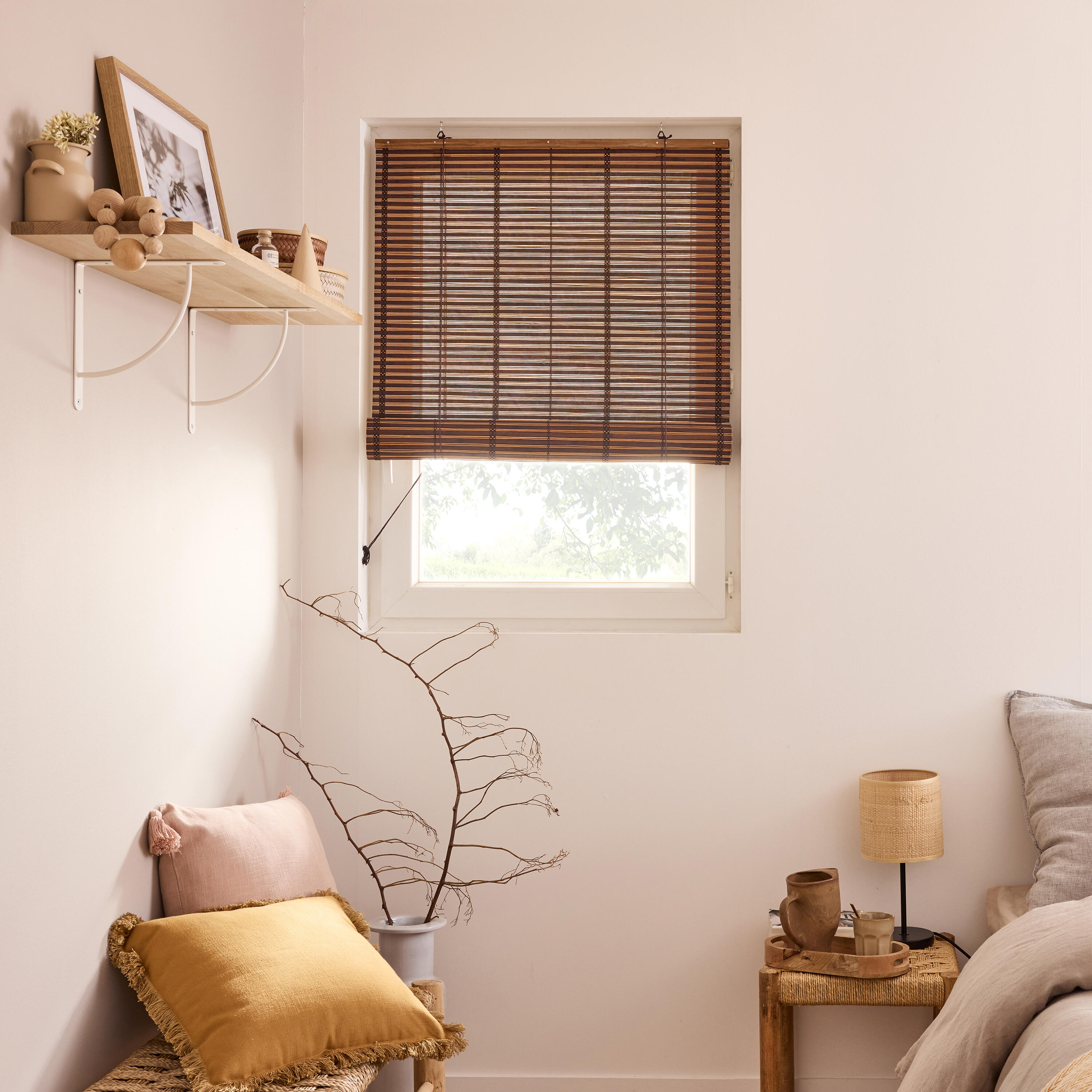 Store enrouleur tamisant Bambou izana extérieur chocolat, l.80 x H.300 cm, INSPI - 8