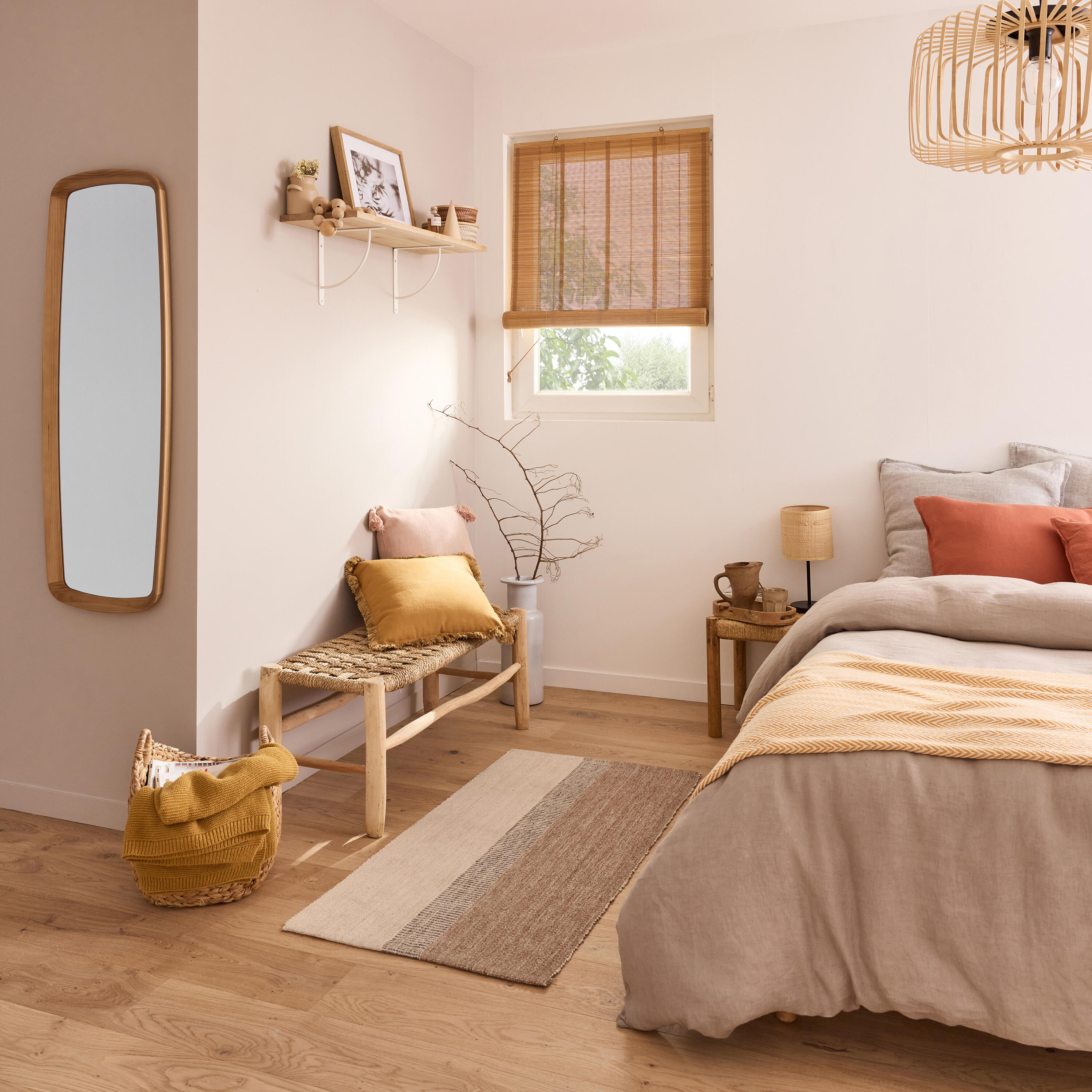 Lámpara de mesa compatible con casquillo E27 Carvi INSPIRE con estructura acero beige pantalla beige de rabia Ø de 17 cm y 36 cm de alto - 25