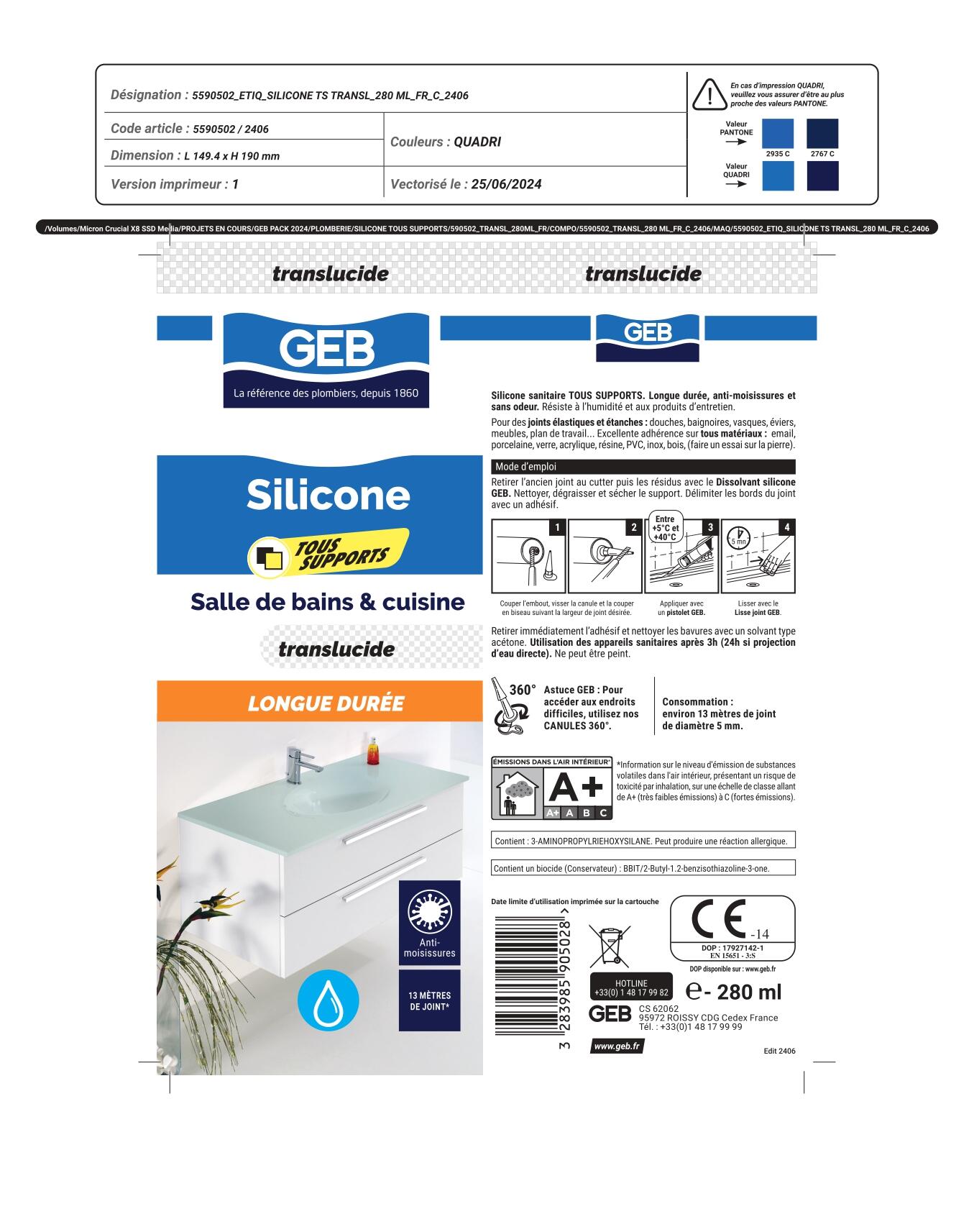 Silicone GEB, transparent, 280 ml - 2