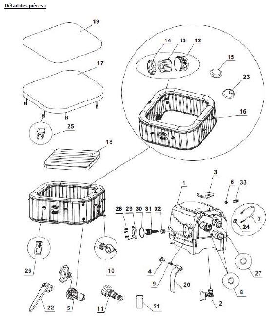 Pure Spa gonflable INTEX CALACATTA carré 4 places - 13