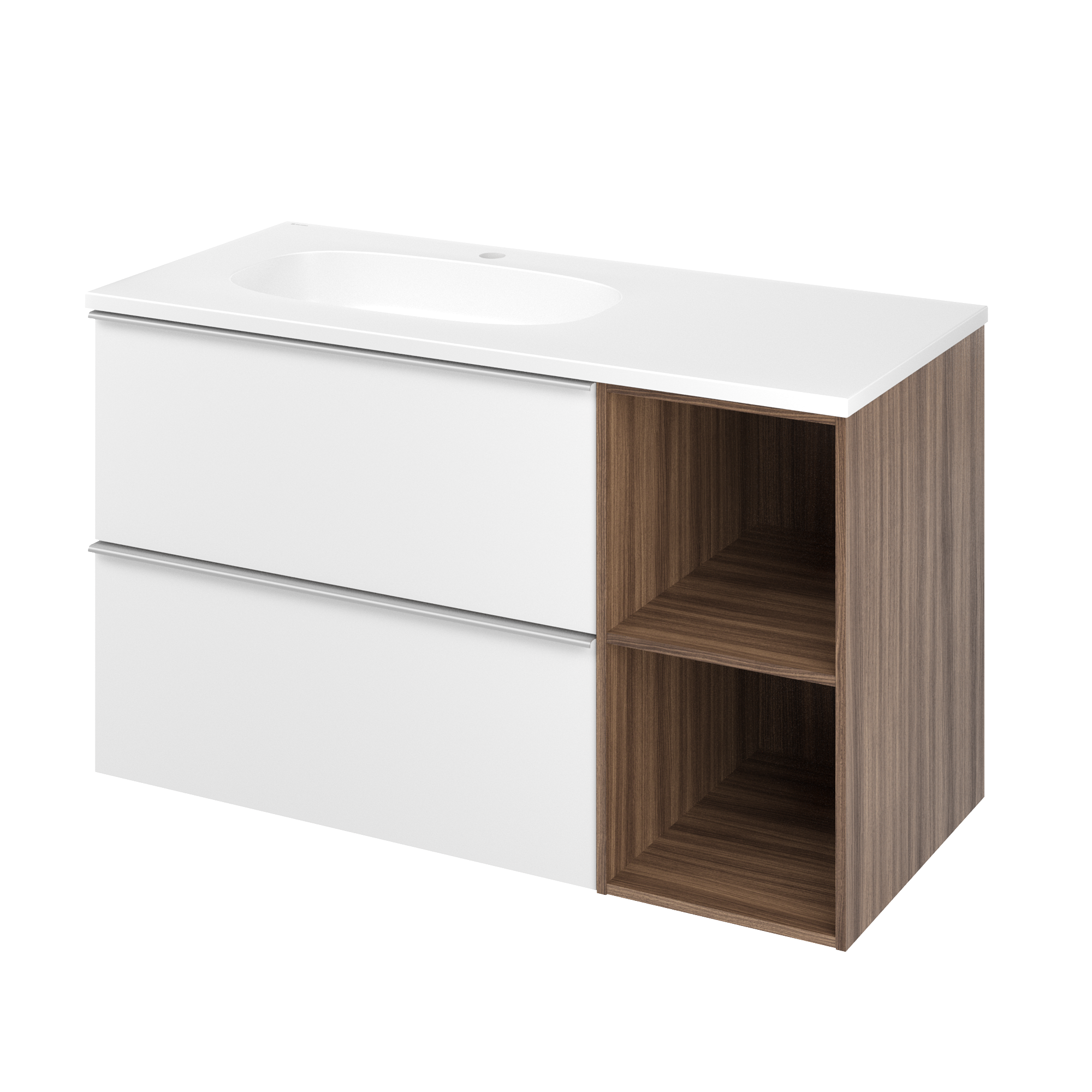 Zestaw szafka podwieszana z umywalką 101 cm Modern biel orzech Sensea