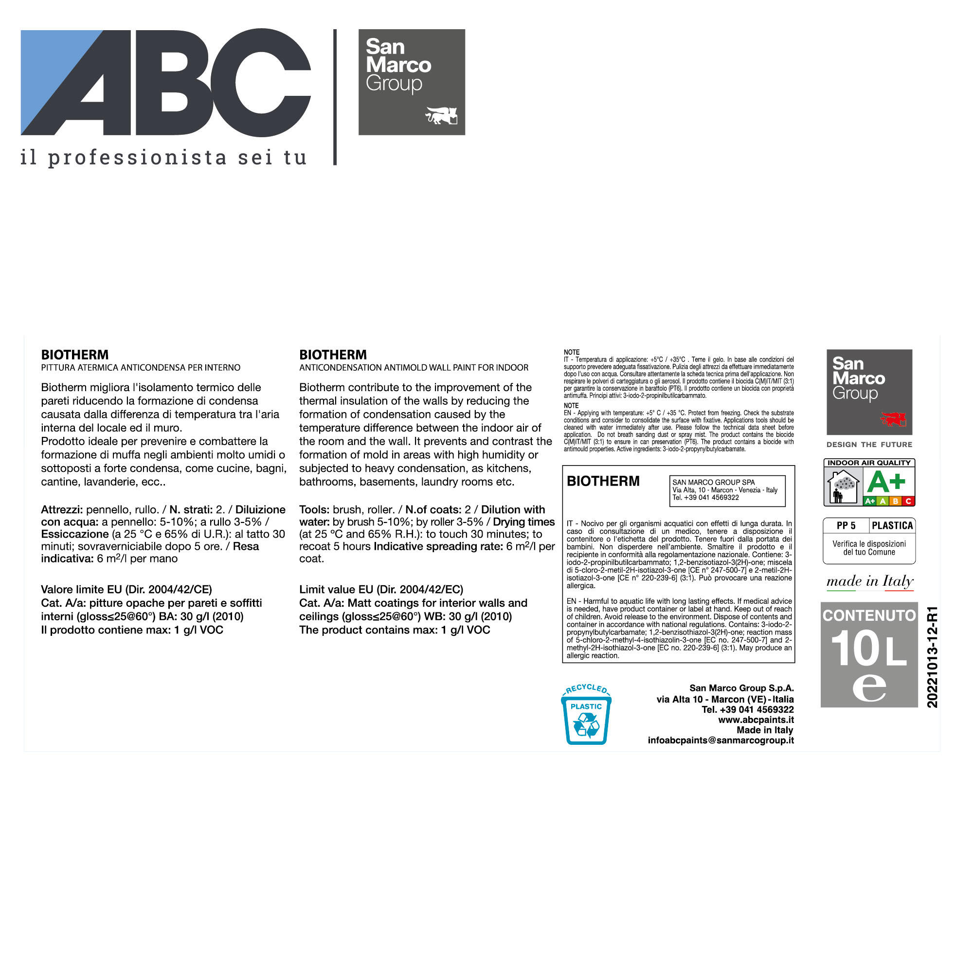 Pittura per interni per parete, bagno e soffitto antiumidità, antimuffa, anti-condensa, ABC Biotherm atermica anticondensa bianco opaco, 10 L - 4