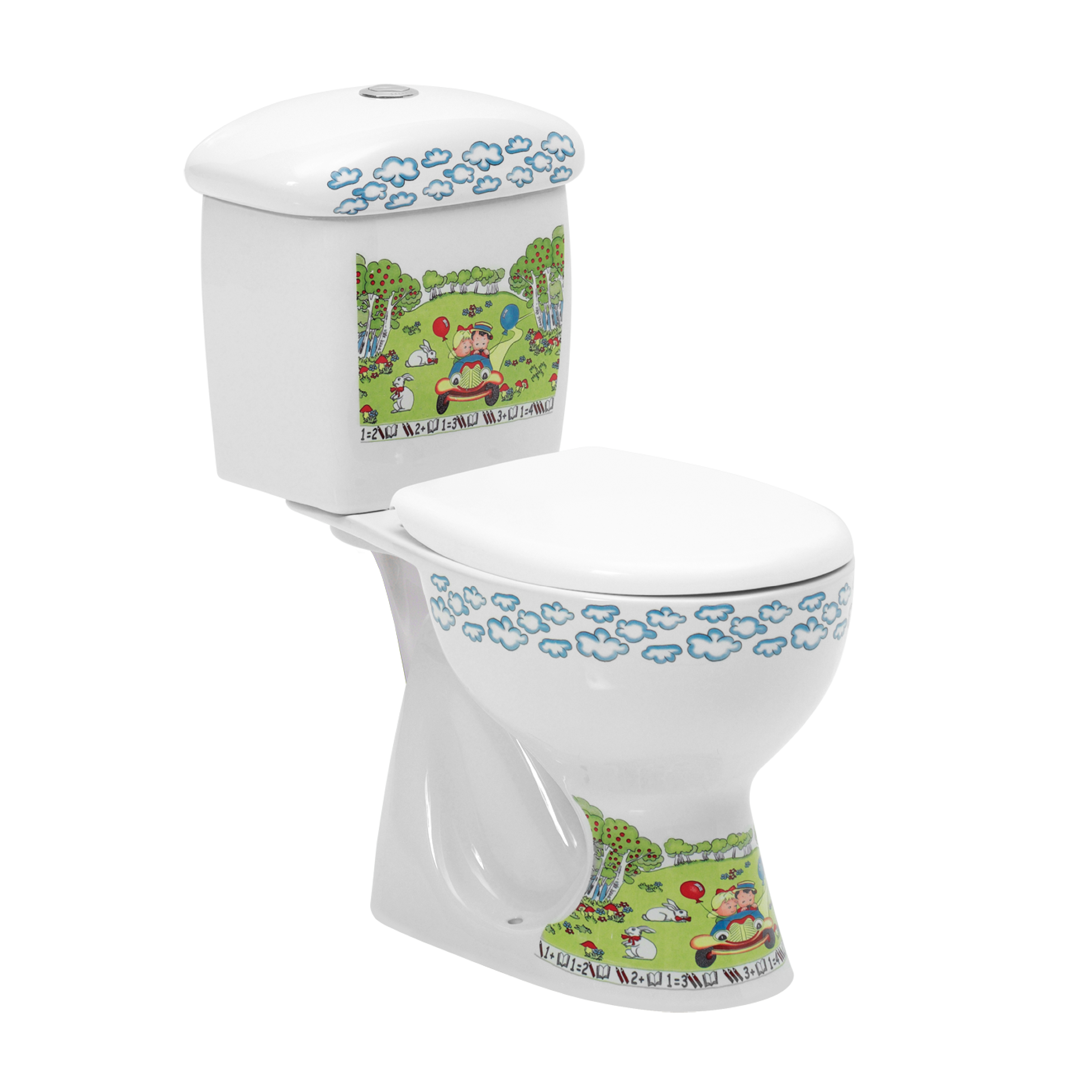 WC kompakt pionowy dla dzieci z obrazkami Kiddy